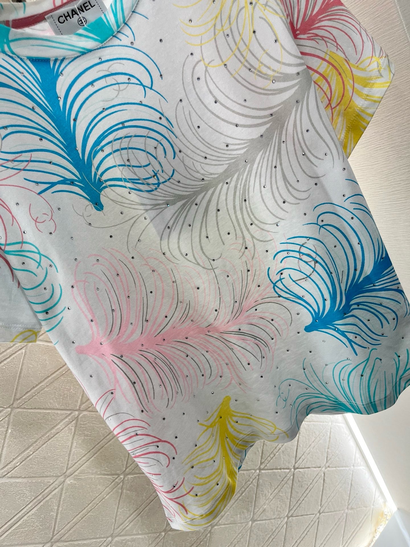 C* 2025SS New Feather Hot Diamond Printing