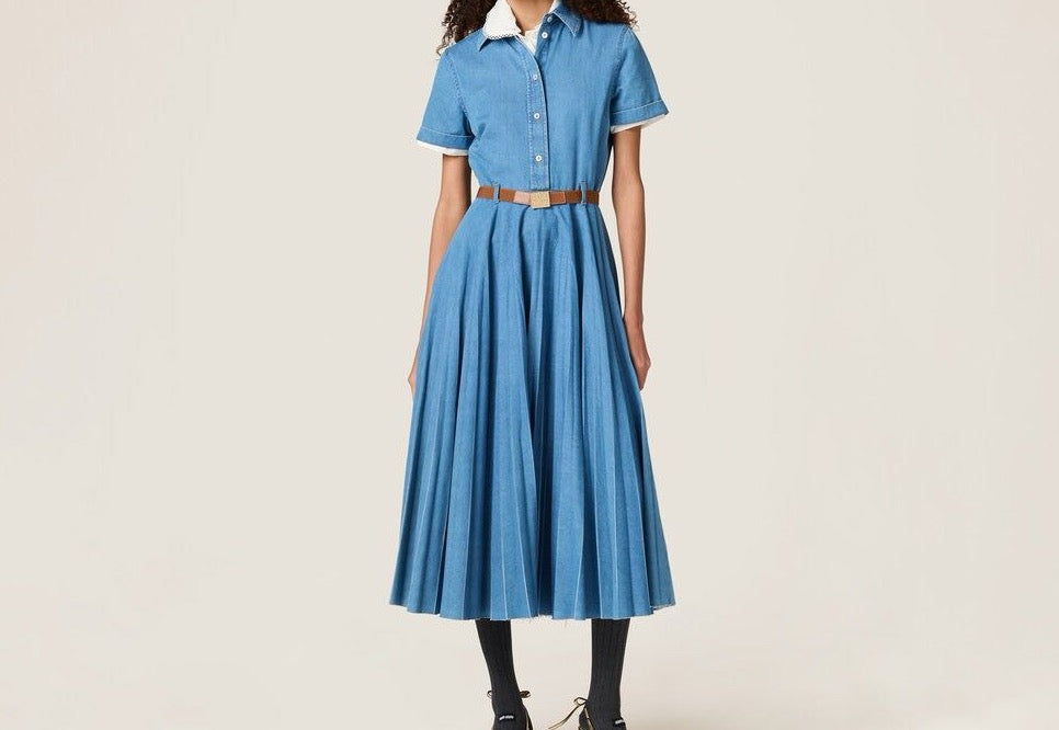 MI*MI*2025SS New Belt Denim Dress