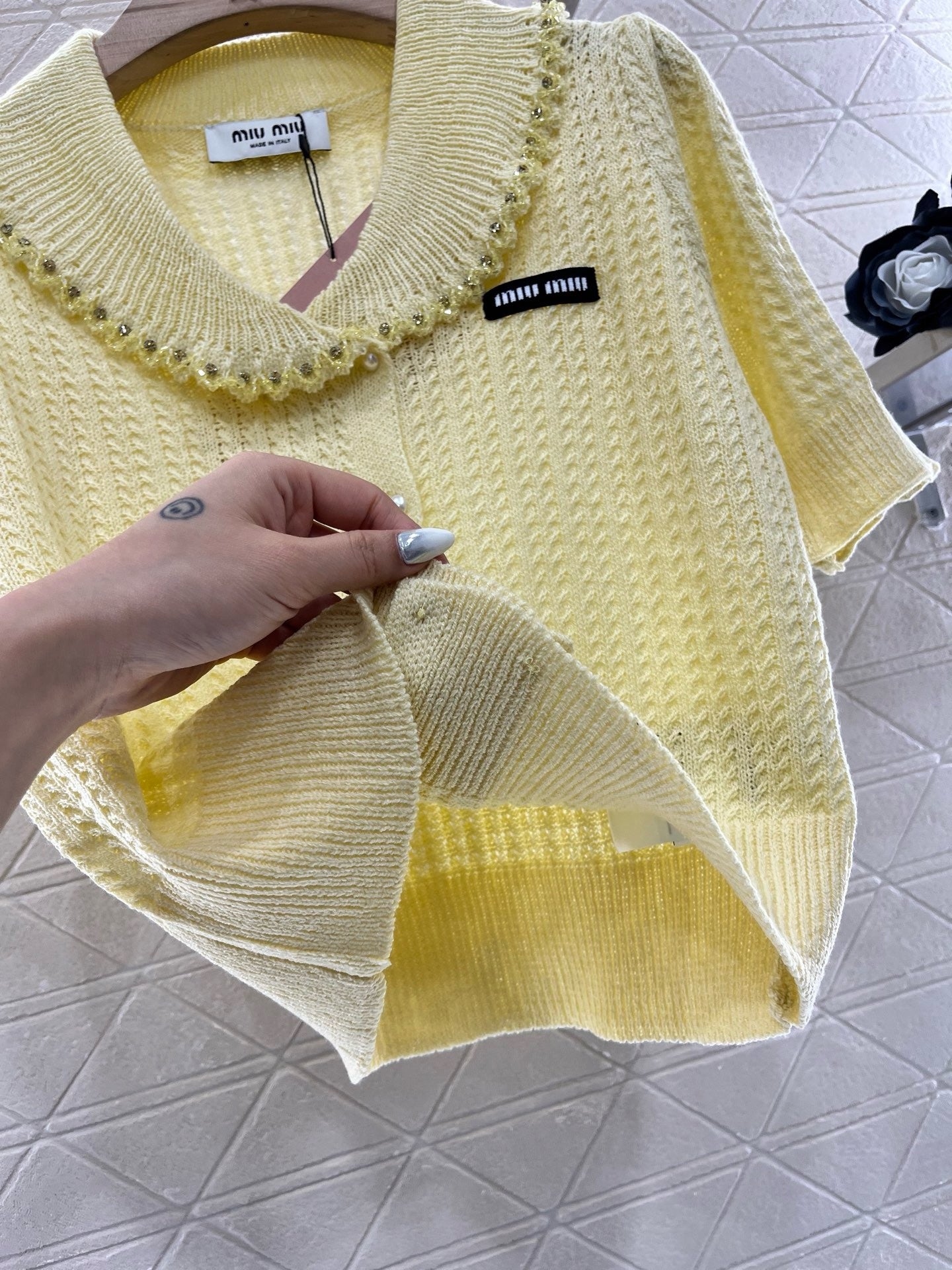 MI*MI*2025SS New Product Lapel Knitted Short Sleeve