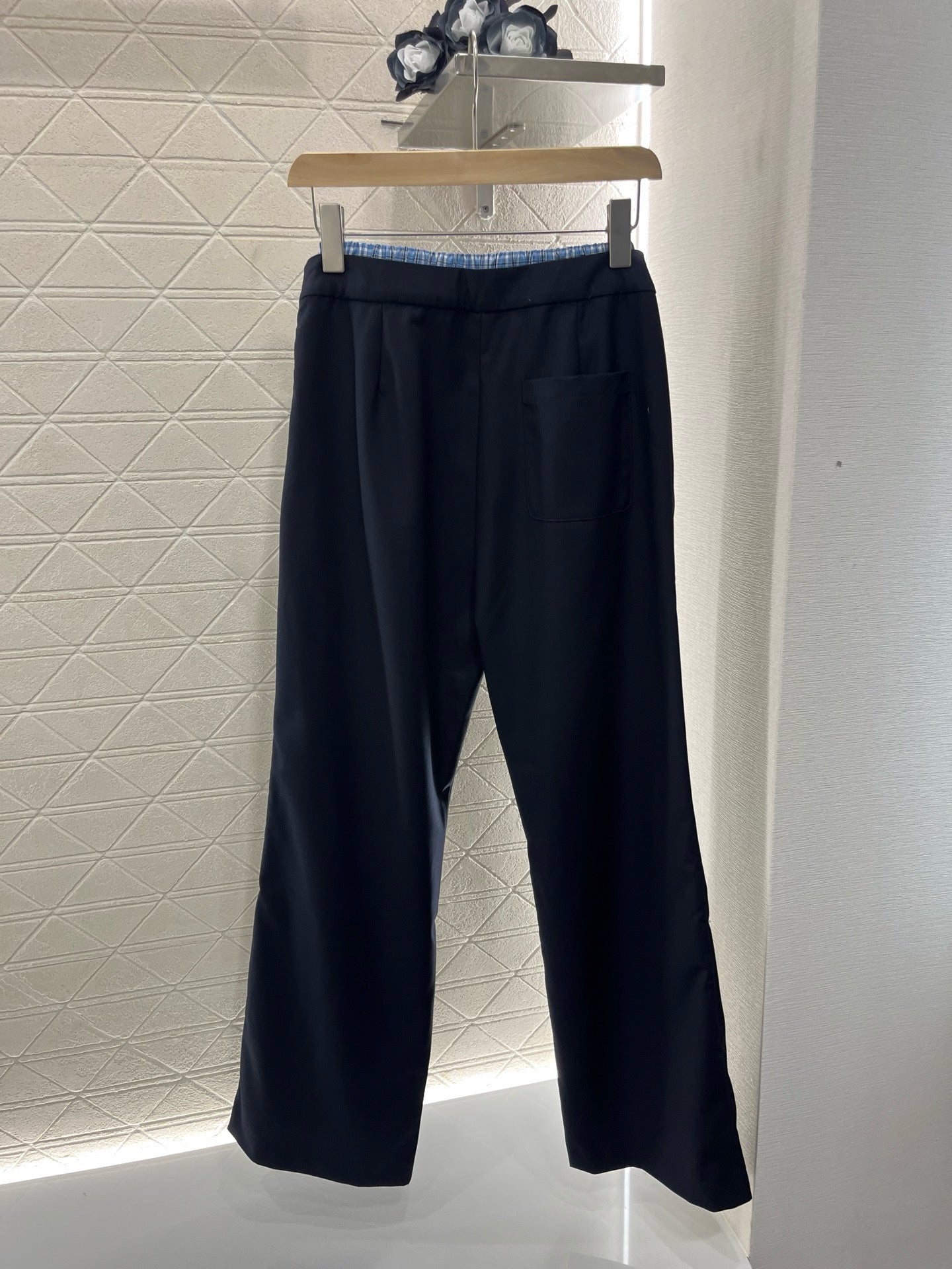 MI*MI*New Arrival Plaid Stitching Suit Straight Trousers