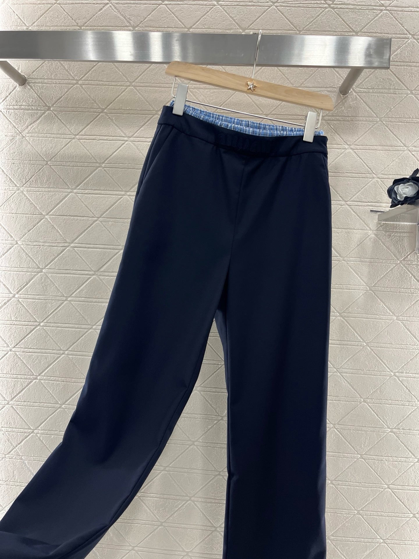 MI*MI*New Arrival Plaid Stitching Suit Straight Trousers