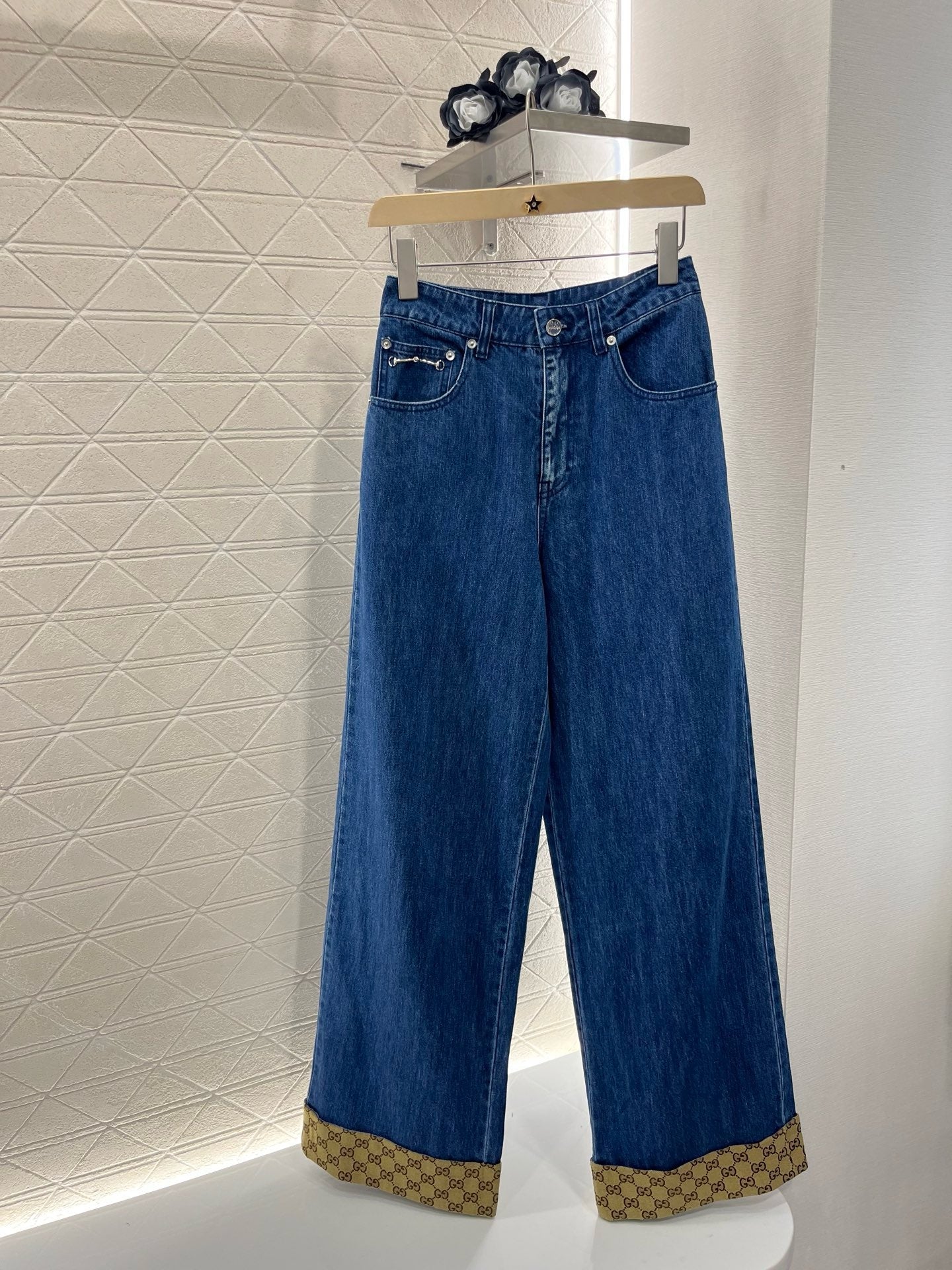 New Arrival Jacquard Stitching Denim Pants