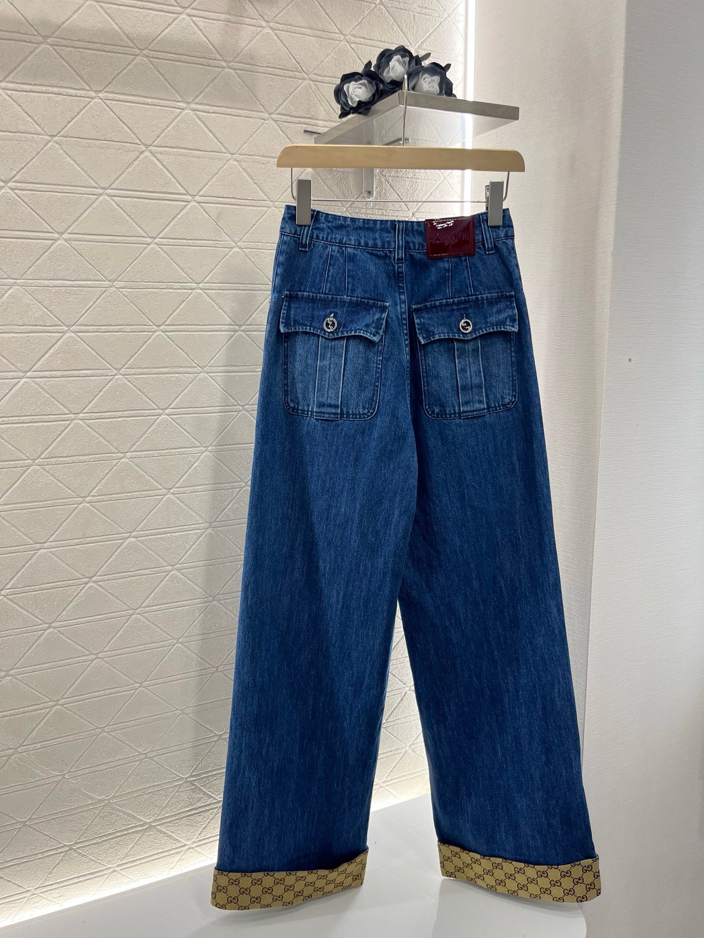 New Arrival Jacquard Stitching Denim Pants