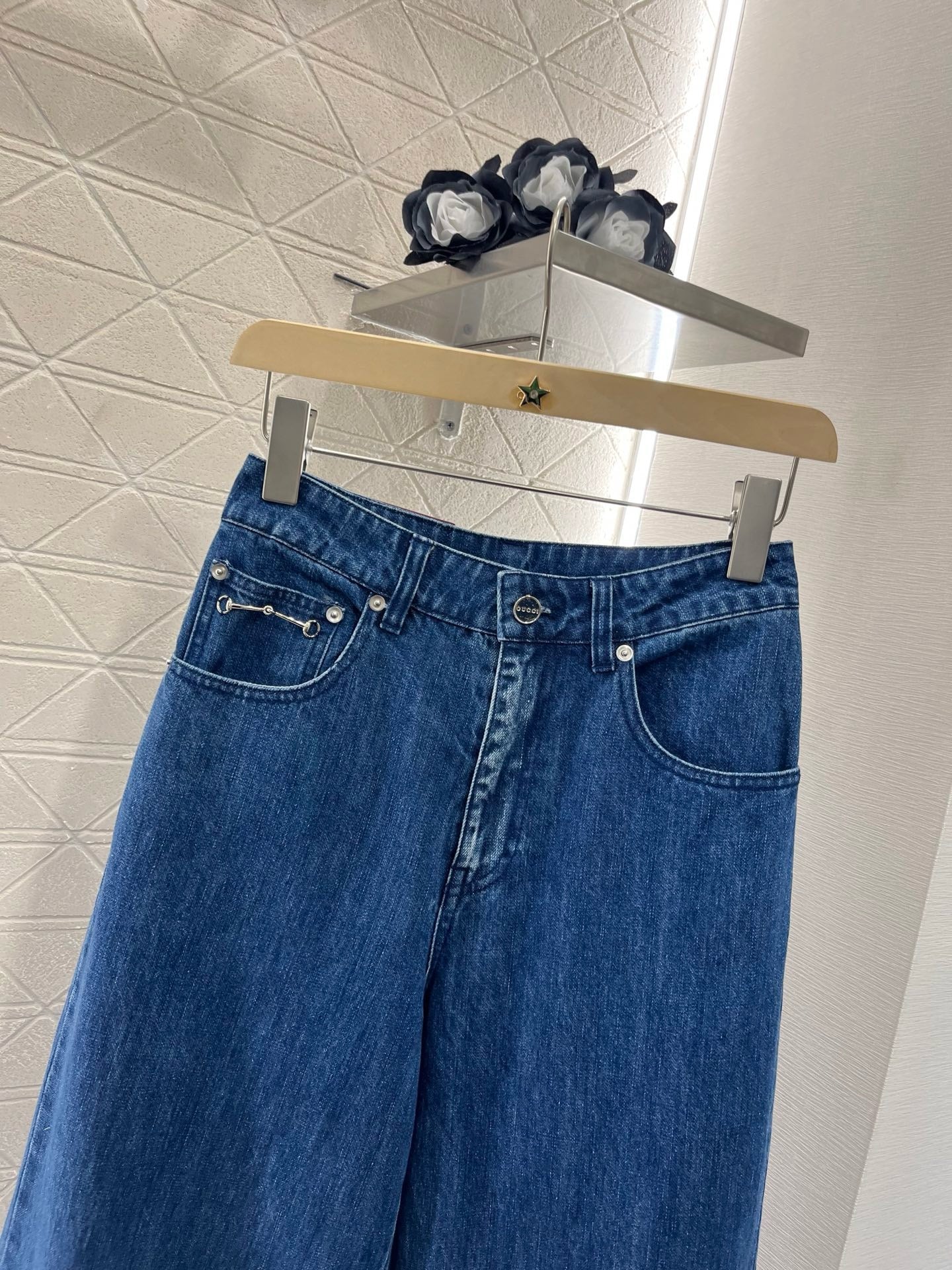 New Arrival Jacquard Stitching Denim Pants