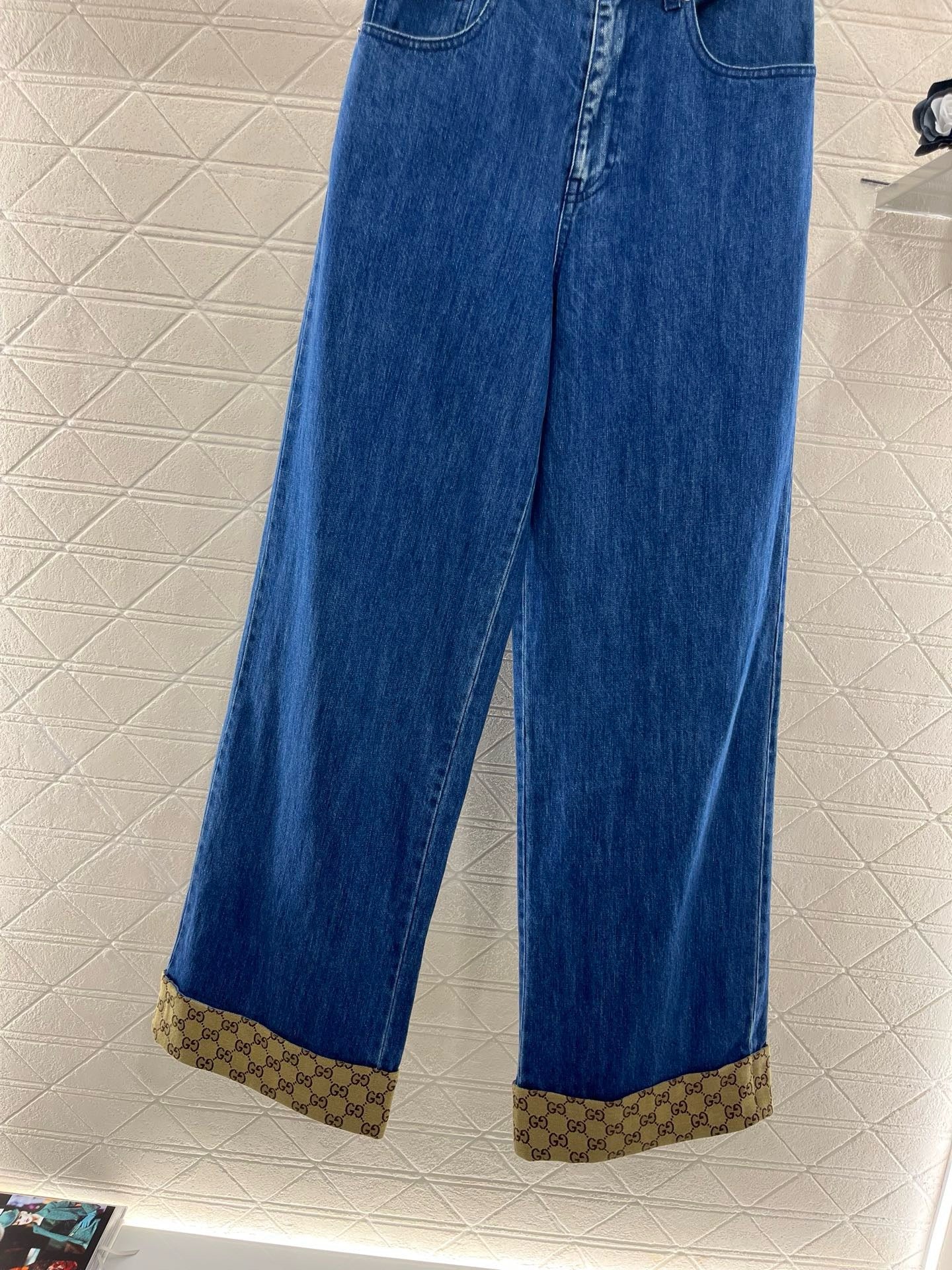 New Arrival Jacquard Stitching Denim Pants