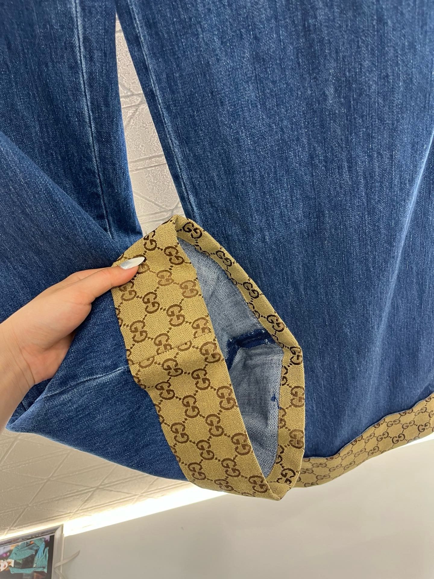 New Arrival Jacquard Stitching Denim Pants