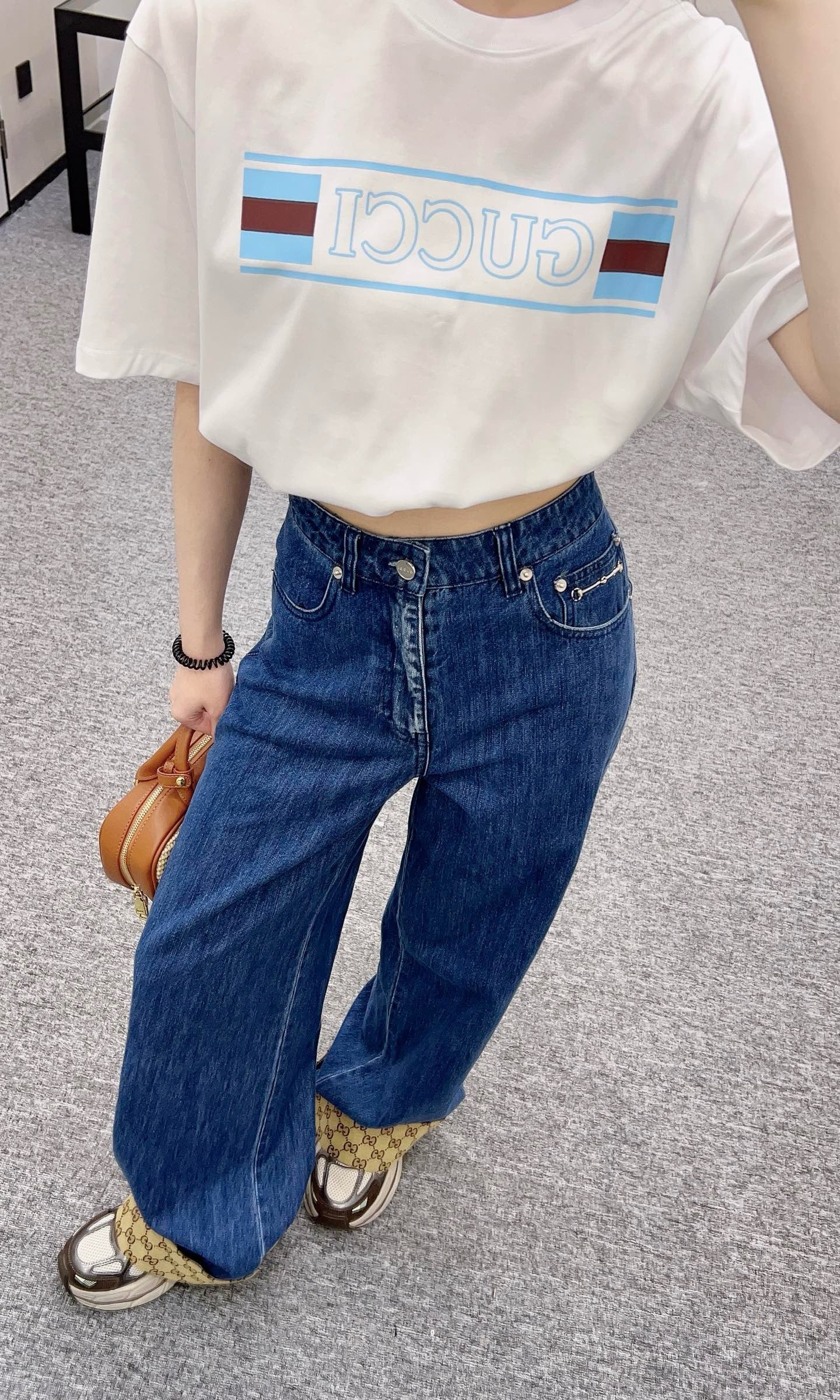 New Arrival Jacquard Stitching Denim Pants