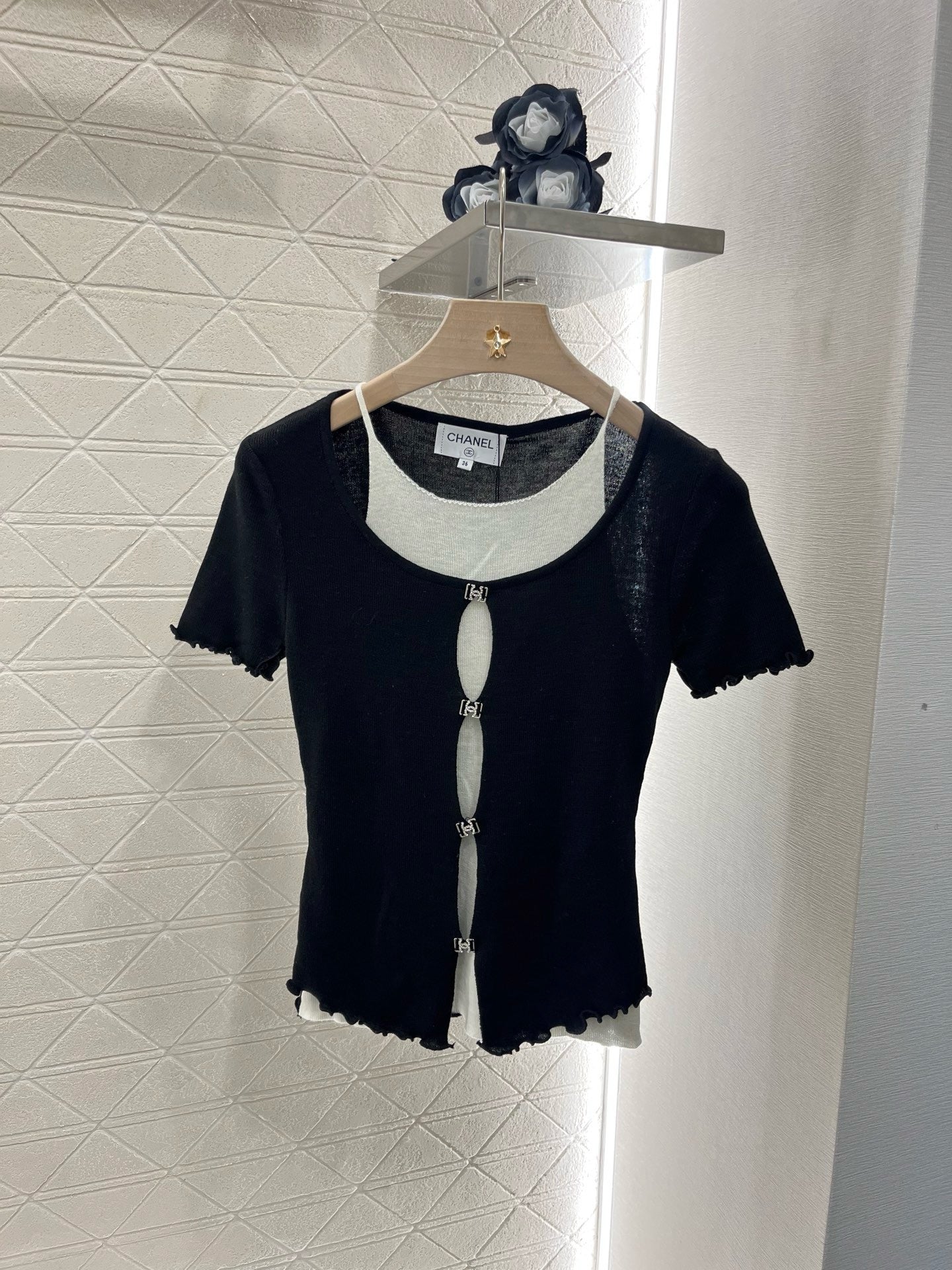 C* 2025SS New Two-piece Hollow Knit Short Sleeves