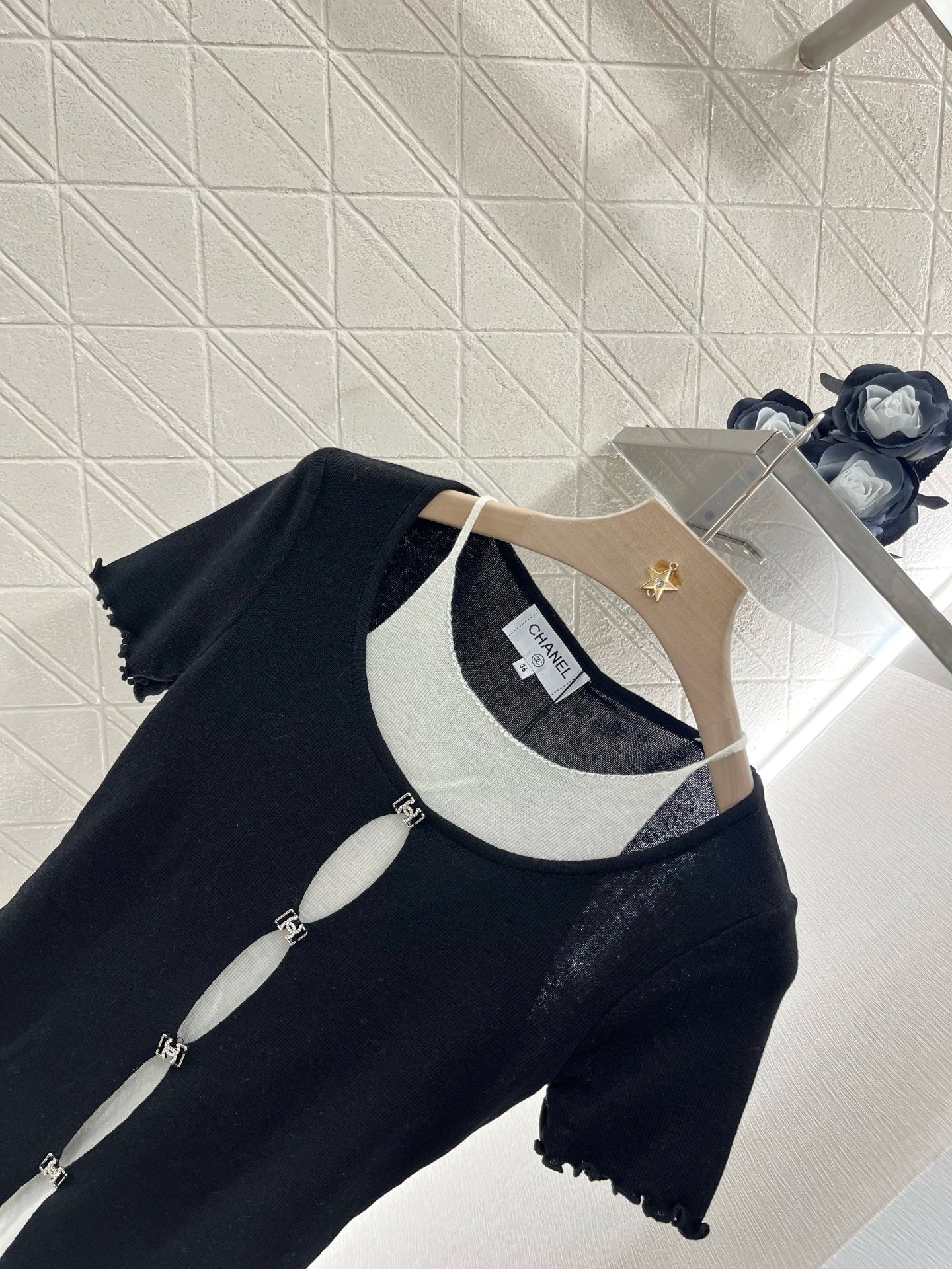 C* 2025SS New Two-piece Hollow Knit Short Sleeves
