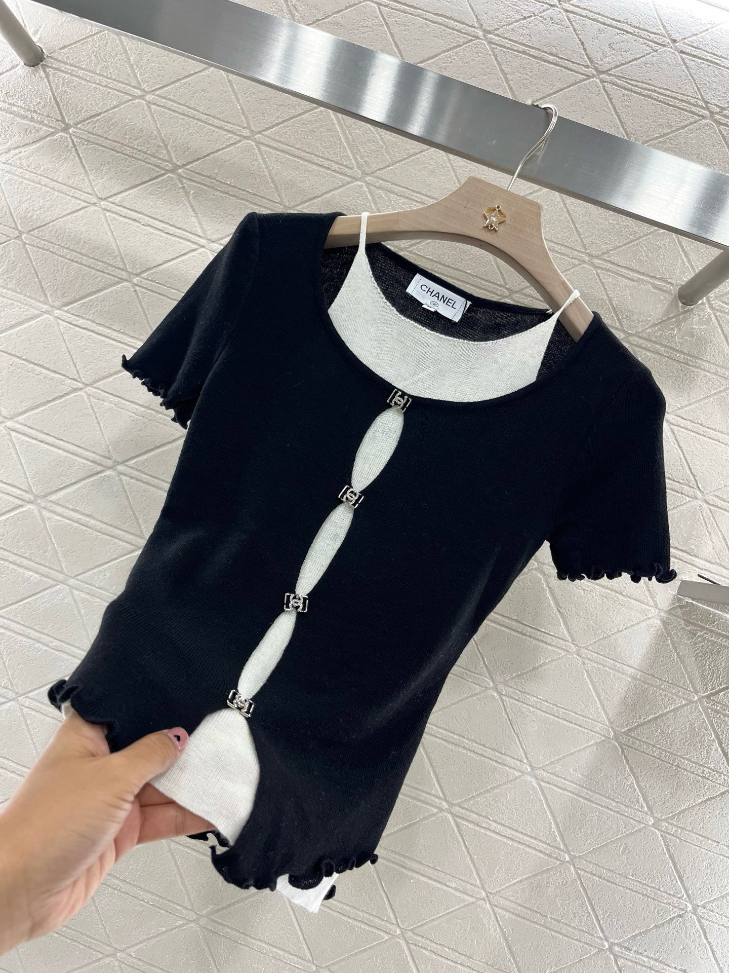 C* 2025SS New Two-piece Hollow Knit Short Sleeves
