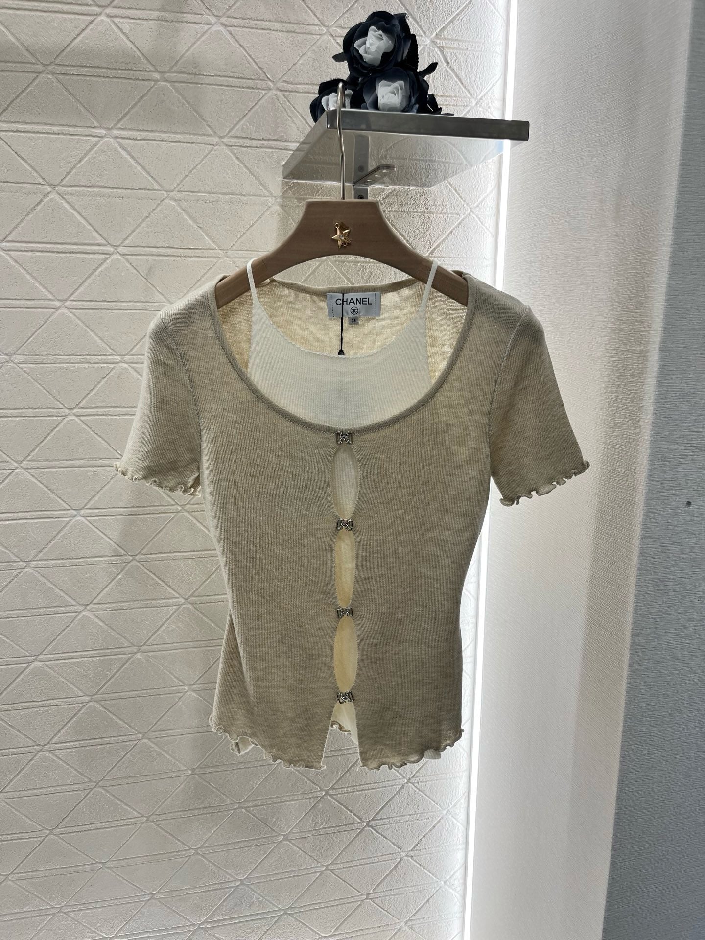 C* 2025SS New Two-piece Hollow Knit Short Sleeves