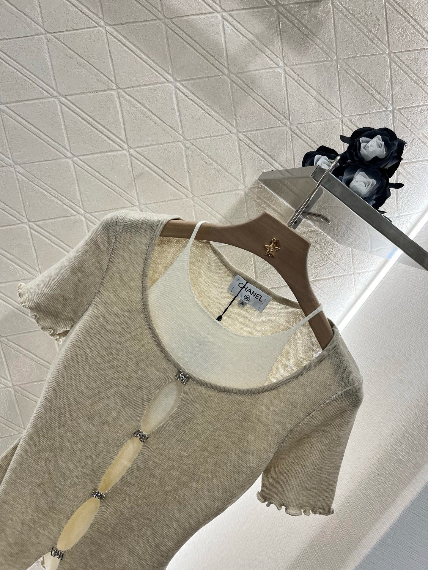 C* 2025SS New Two-piece Hollow Knit Short Sleeves