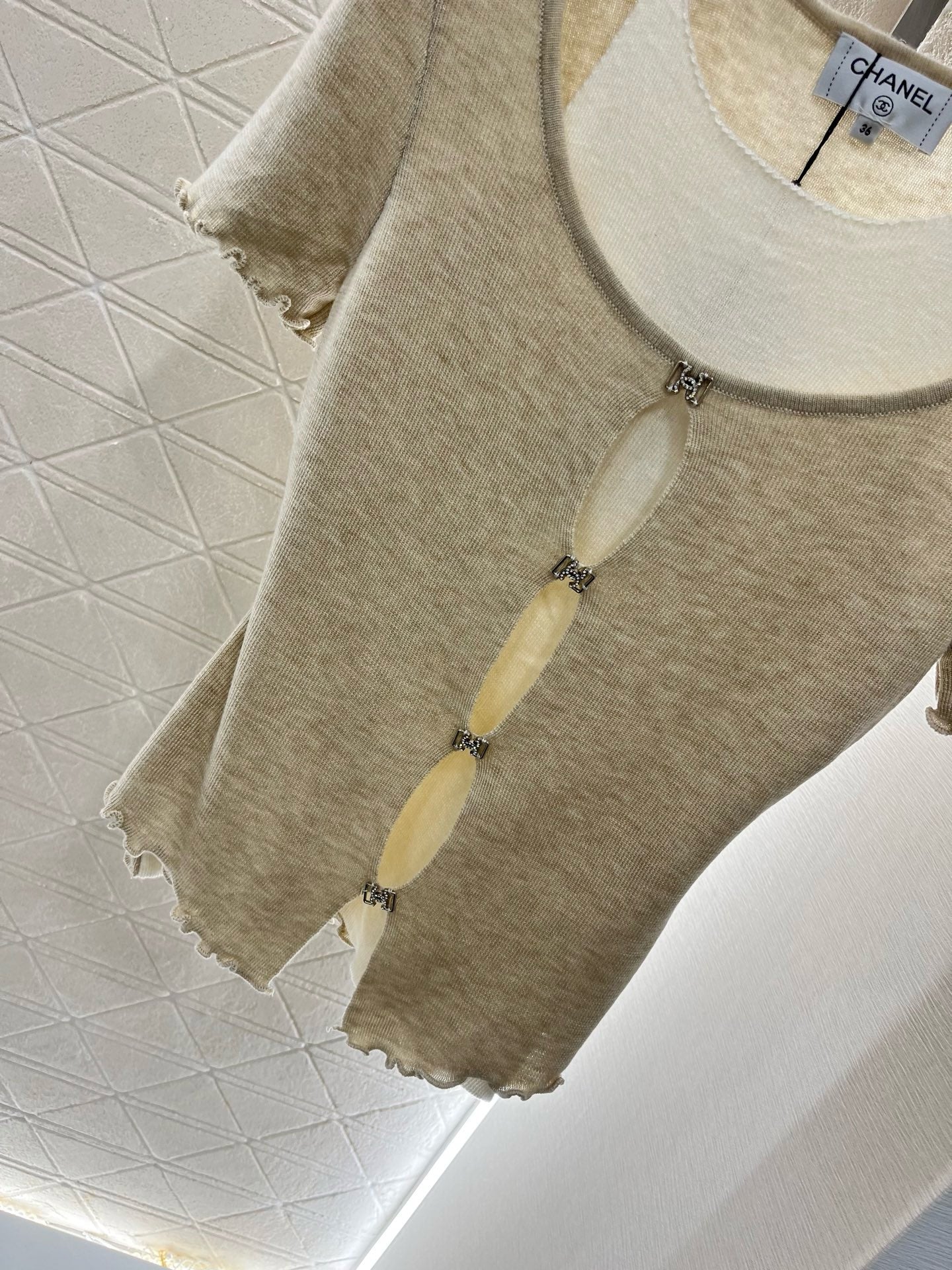 C* 2025SS New Two-piece Hollow Knit Short Sleeves