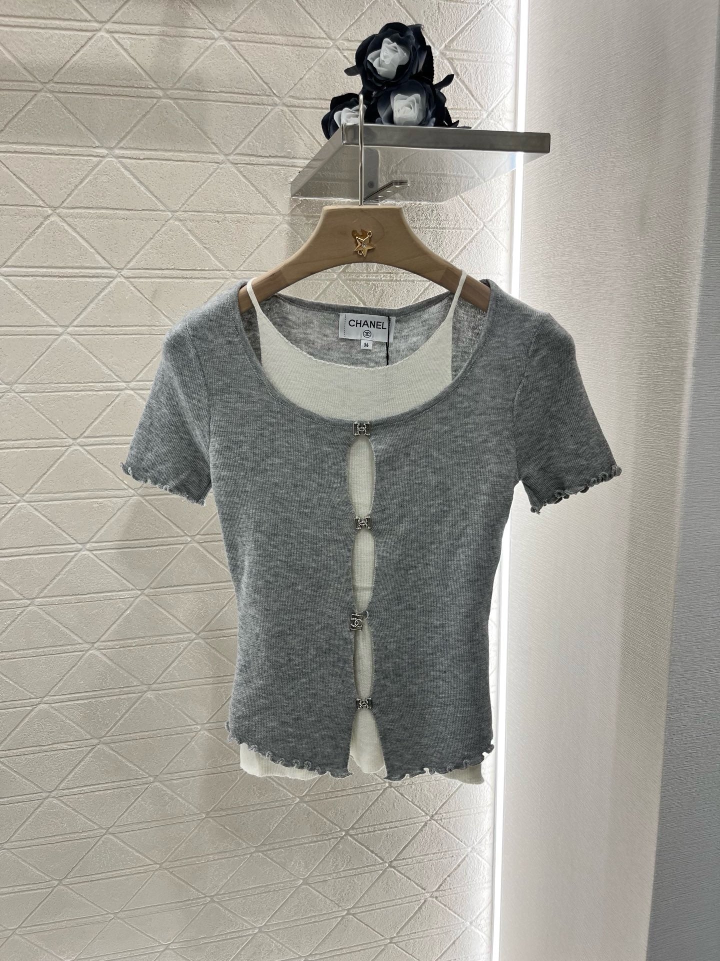 C* 2025SS New Two-piece Hollow Knit Short Sleeves