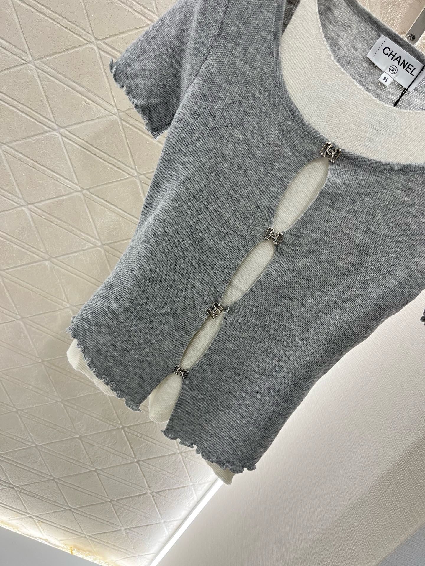 C* 2025SS New Two-piece Hollow Knit Short Sleeves