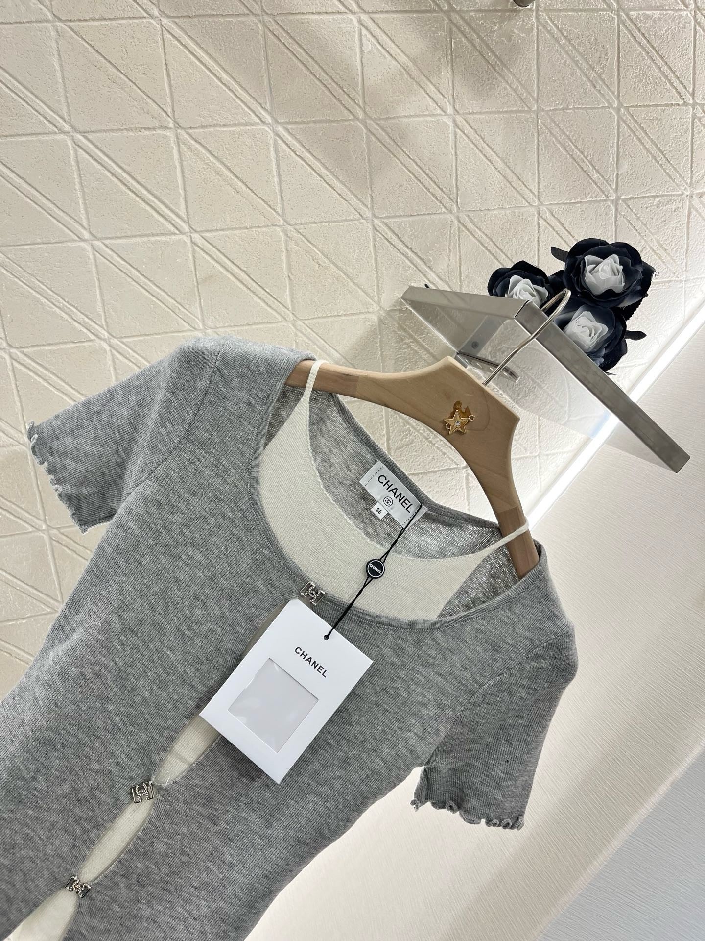 C* 2025SS New Two-piece Hollow Knit Short Sleeves