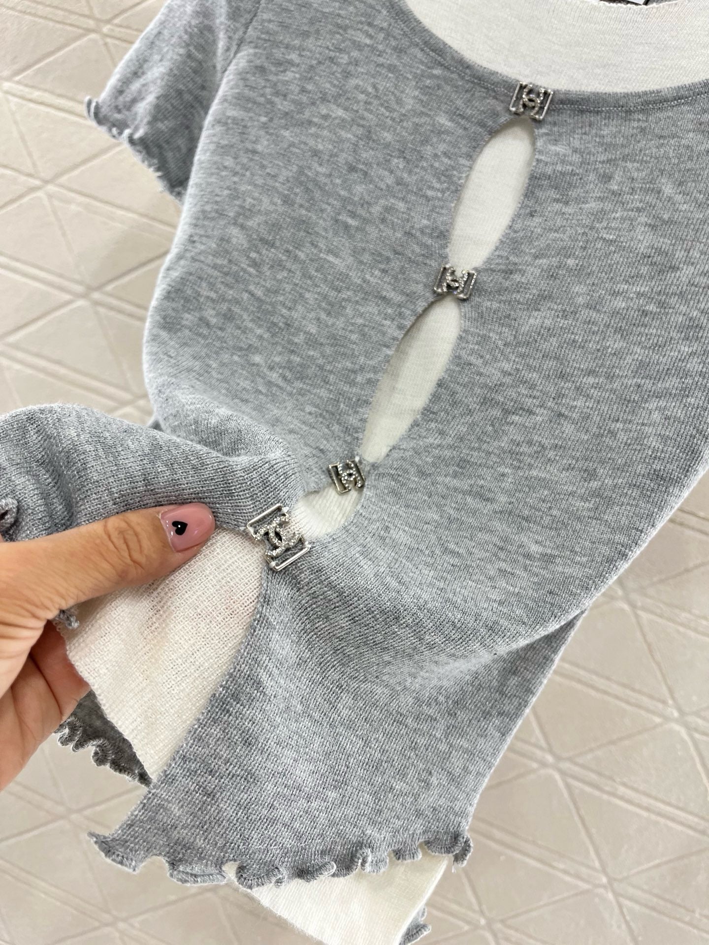 C* 2025SS New Two-piece Hollow Knit Short Sleeves