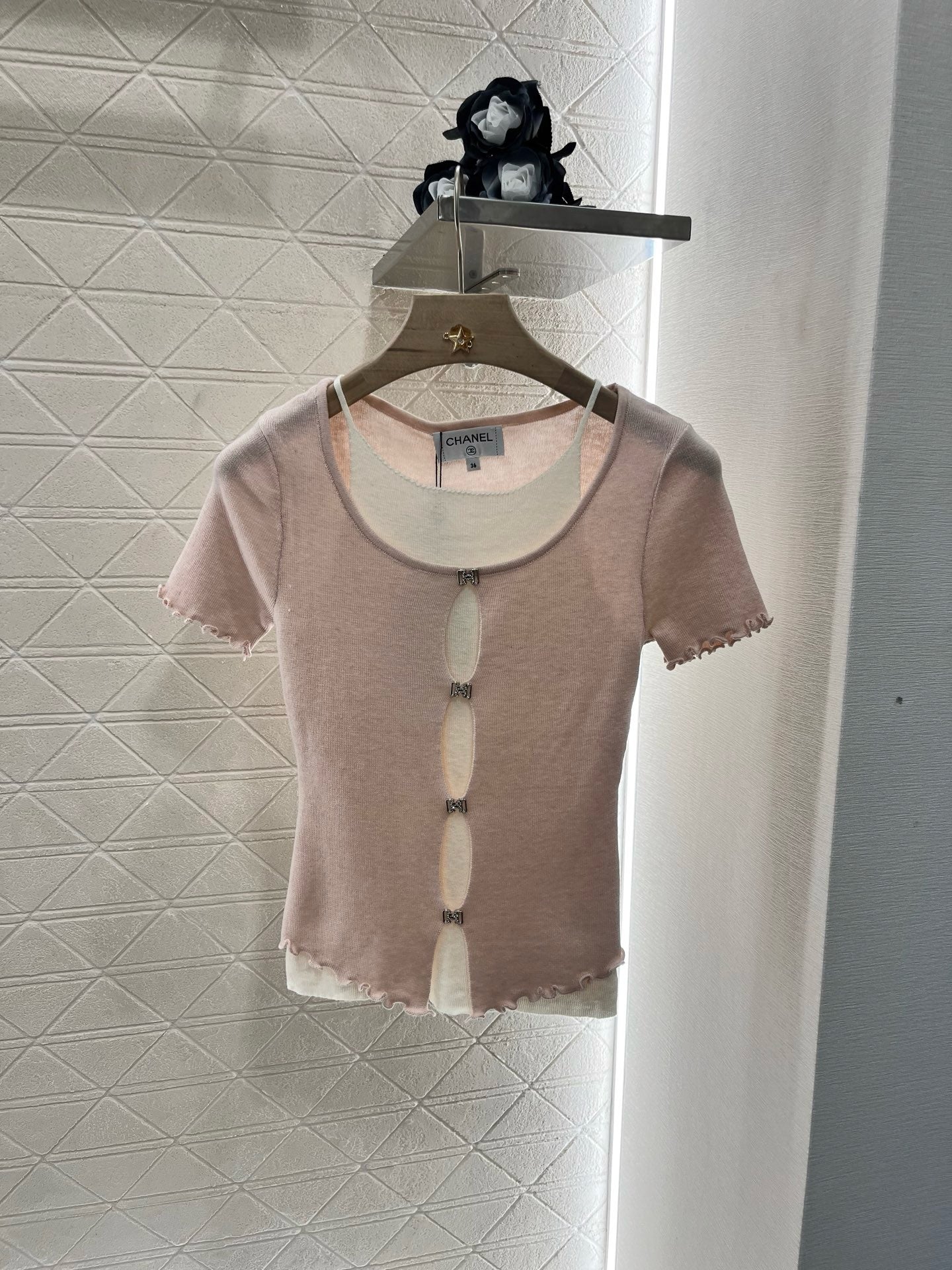 C* 2025SS New Two-piece Hollow Knit Short Sleeves