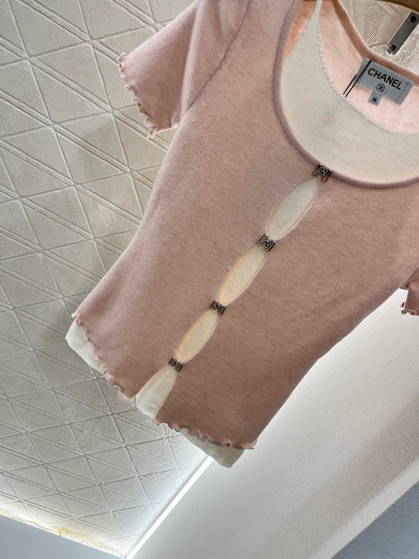 C* 2025SS New Two-piece Hollow Knit Short Sleeves