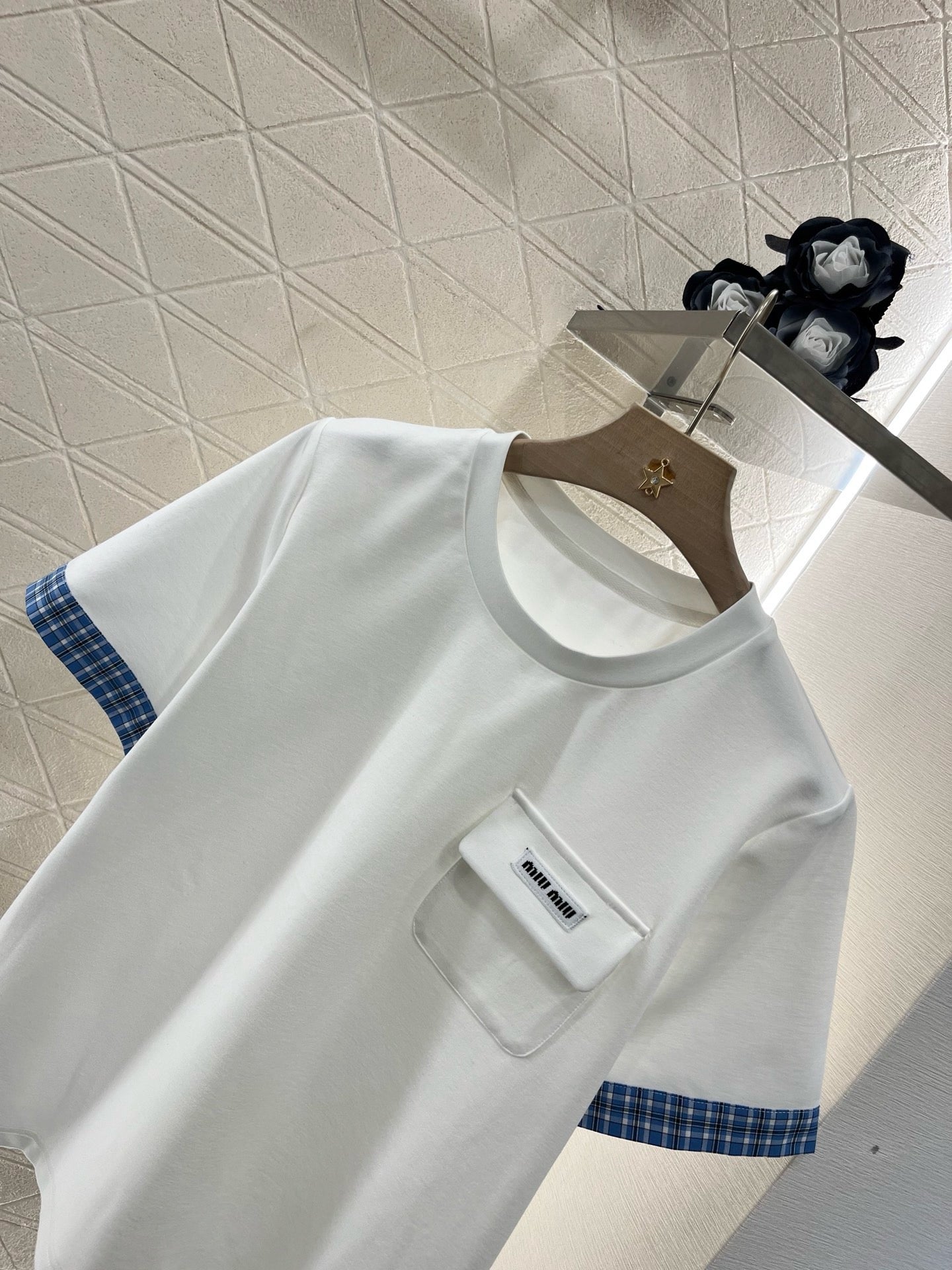 MI*MI*2025SS New Style Plaid Stitching Cotton Material