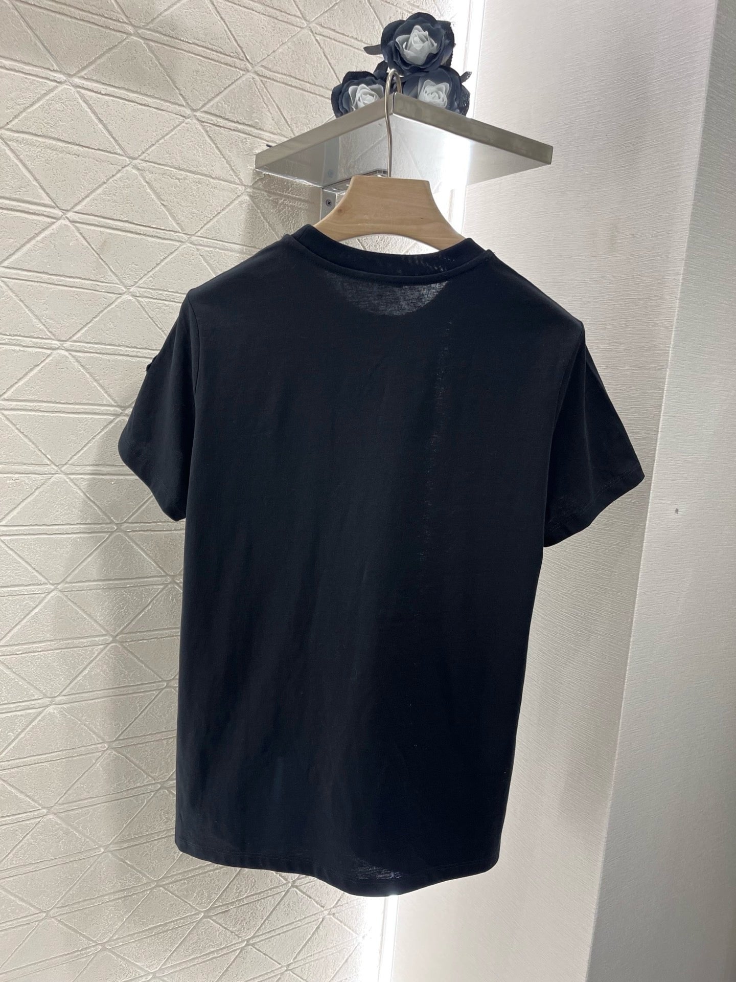 M*2025 new round neck beaded rhinestone short sleeves