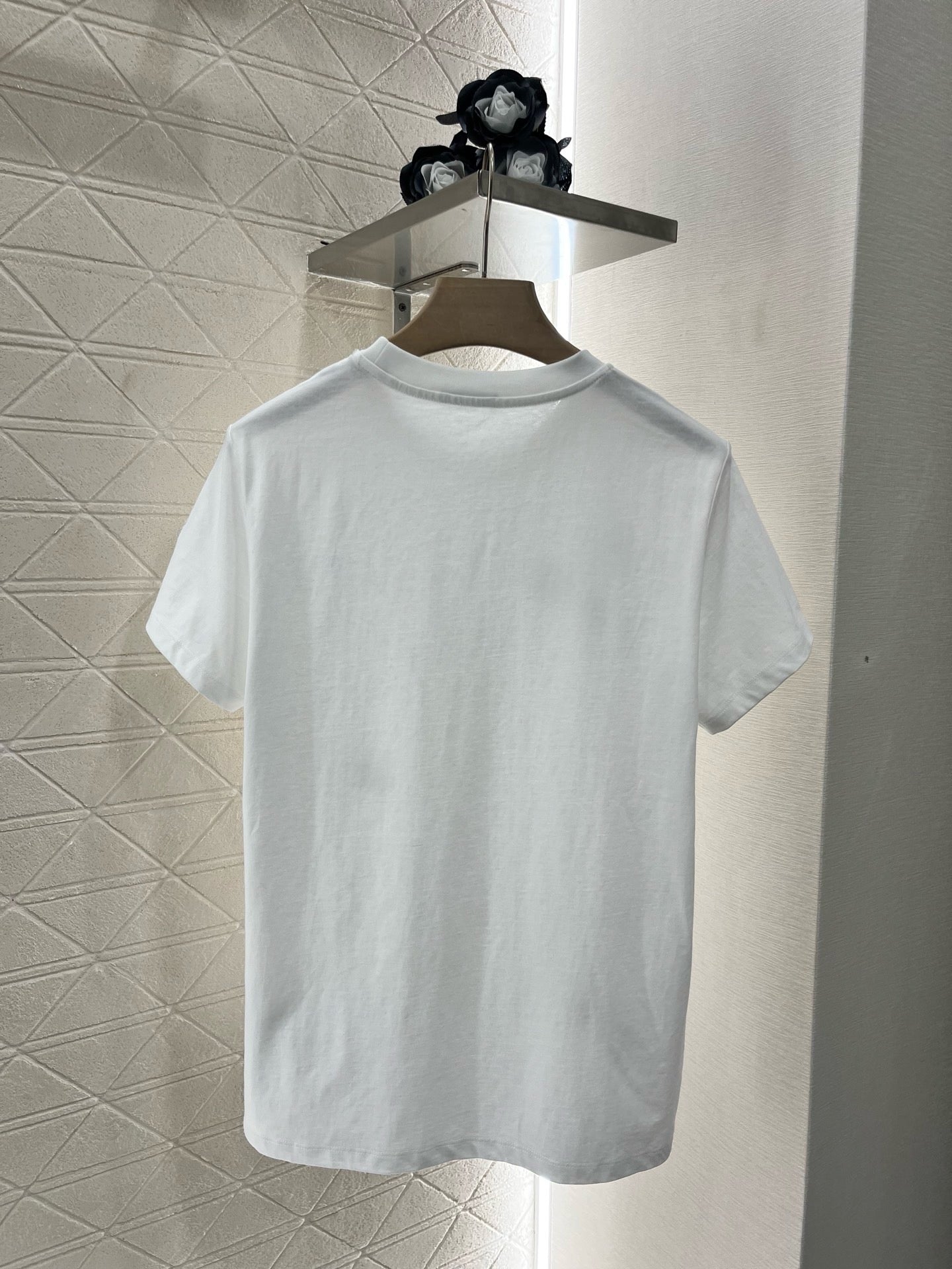 M*2025 new round neck beaded rhinestone short sleeves