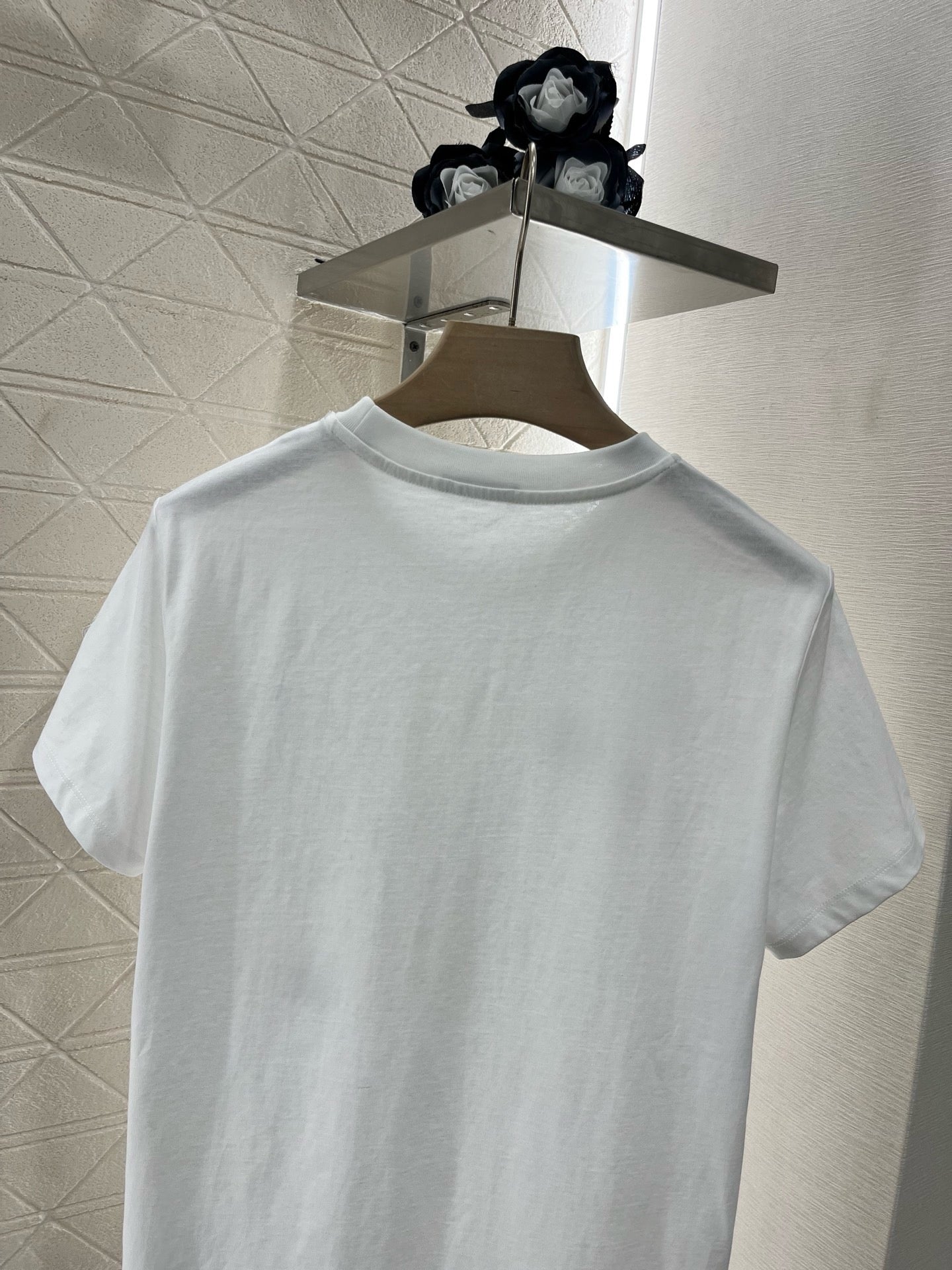 M*2025 new round neck beaded rhinestone short sleeves
