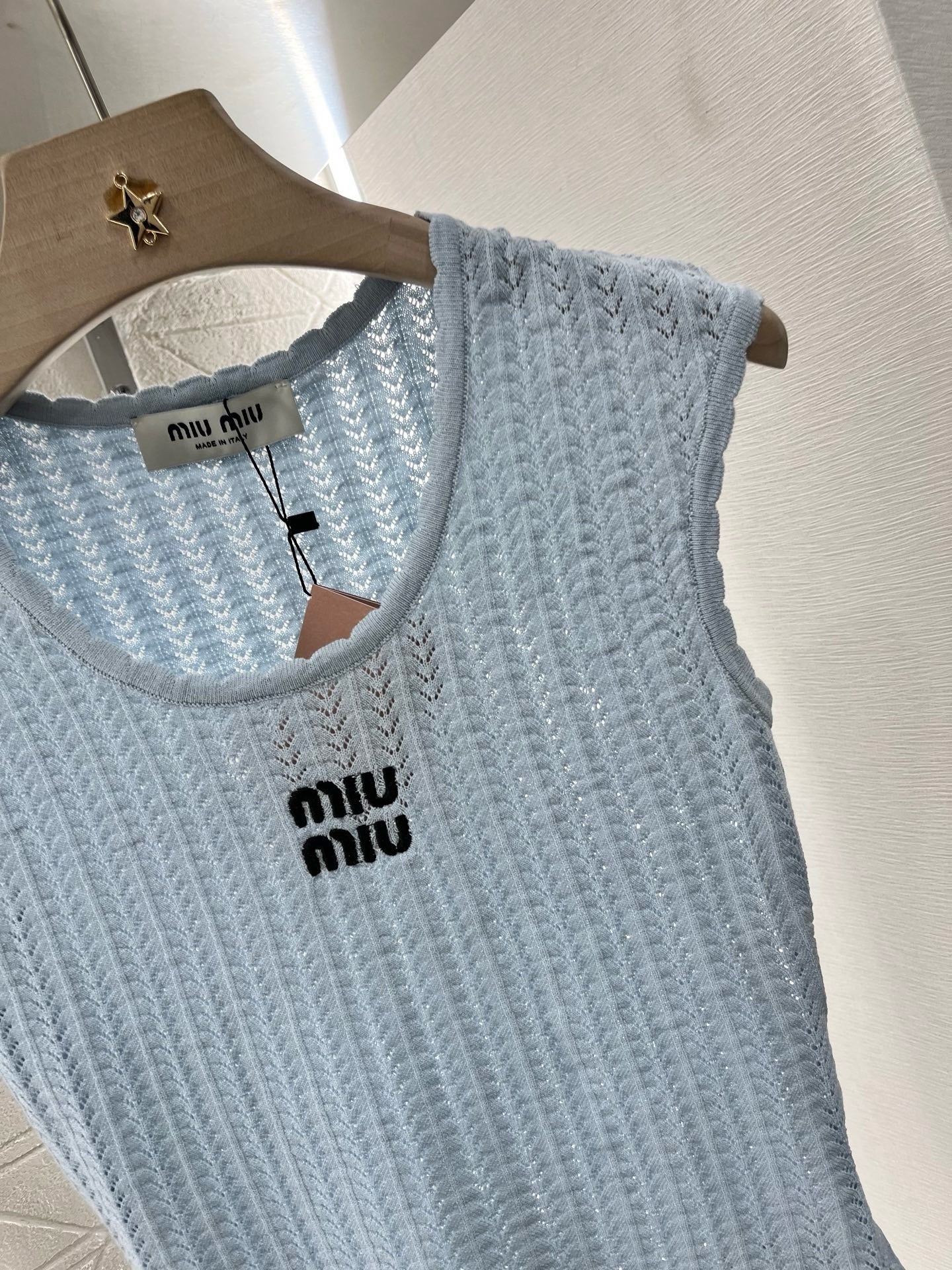 MI*MI*2025ss New Arrival Hollow Lace Knitted Vest