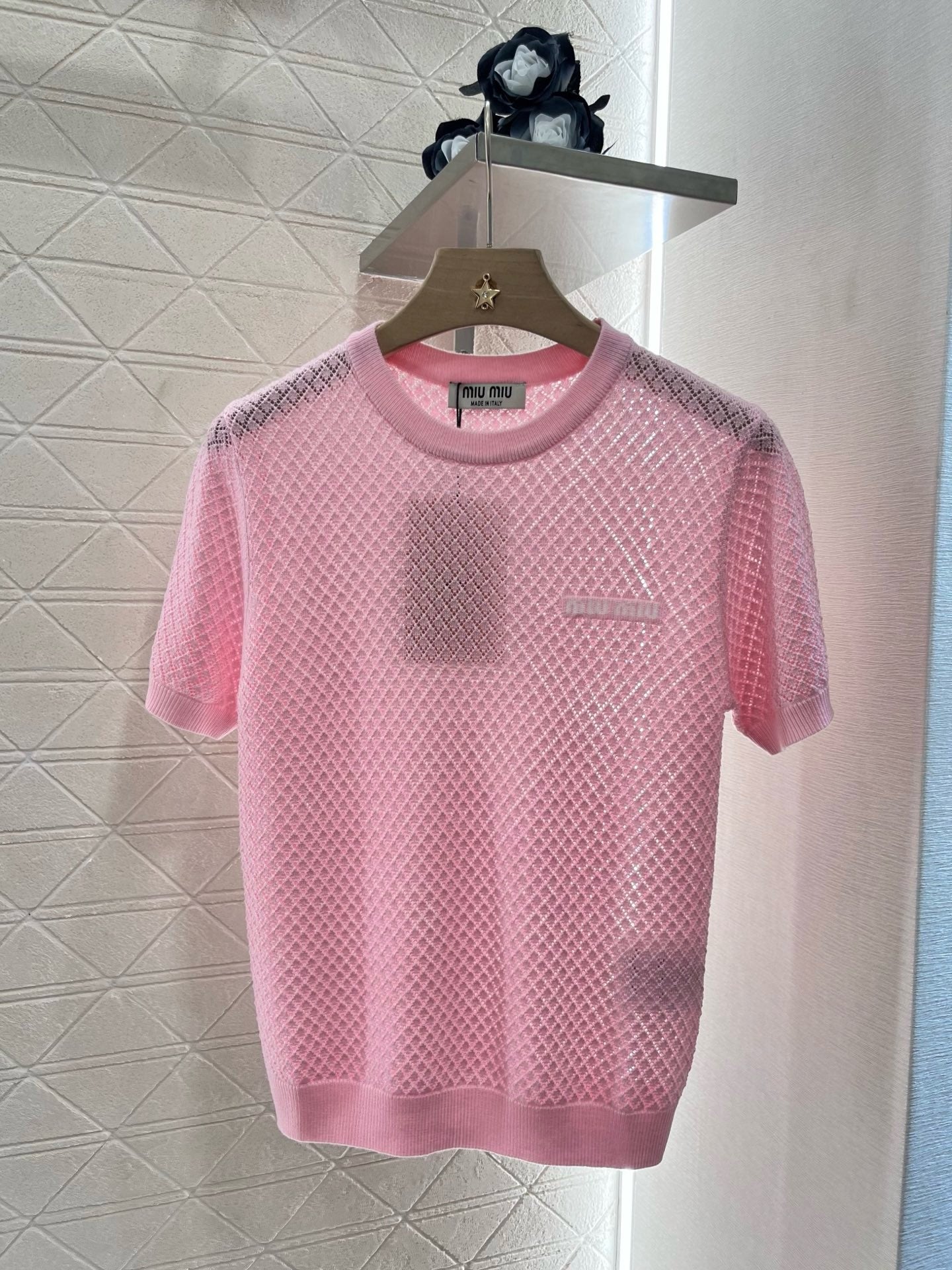 MI*MI*New Arrival Hollow Knit Short Sleeves