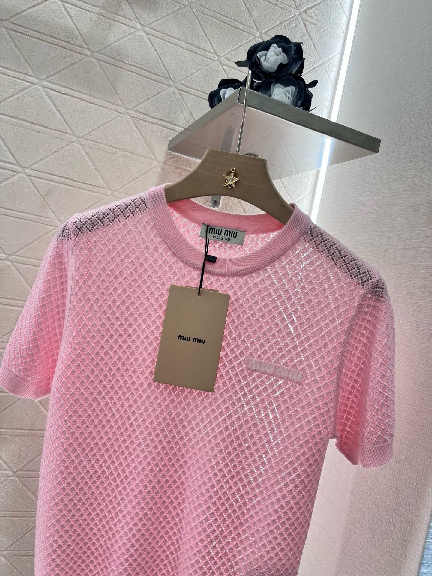 MI*MI*New Arrival Hollow Knit Short Sleeves