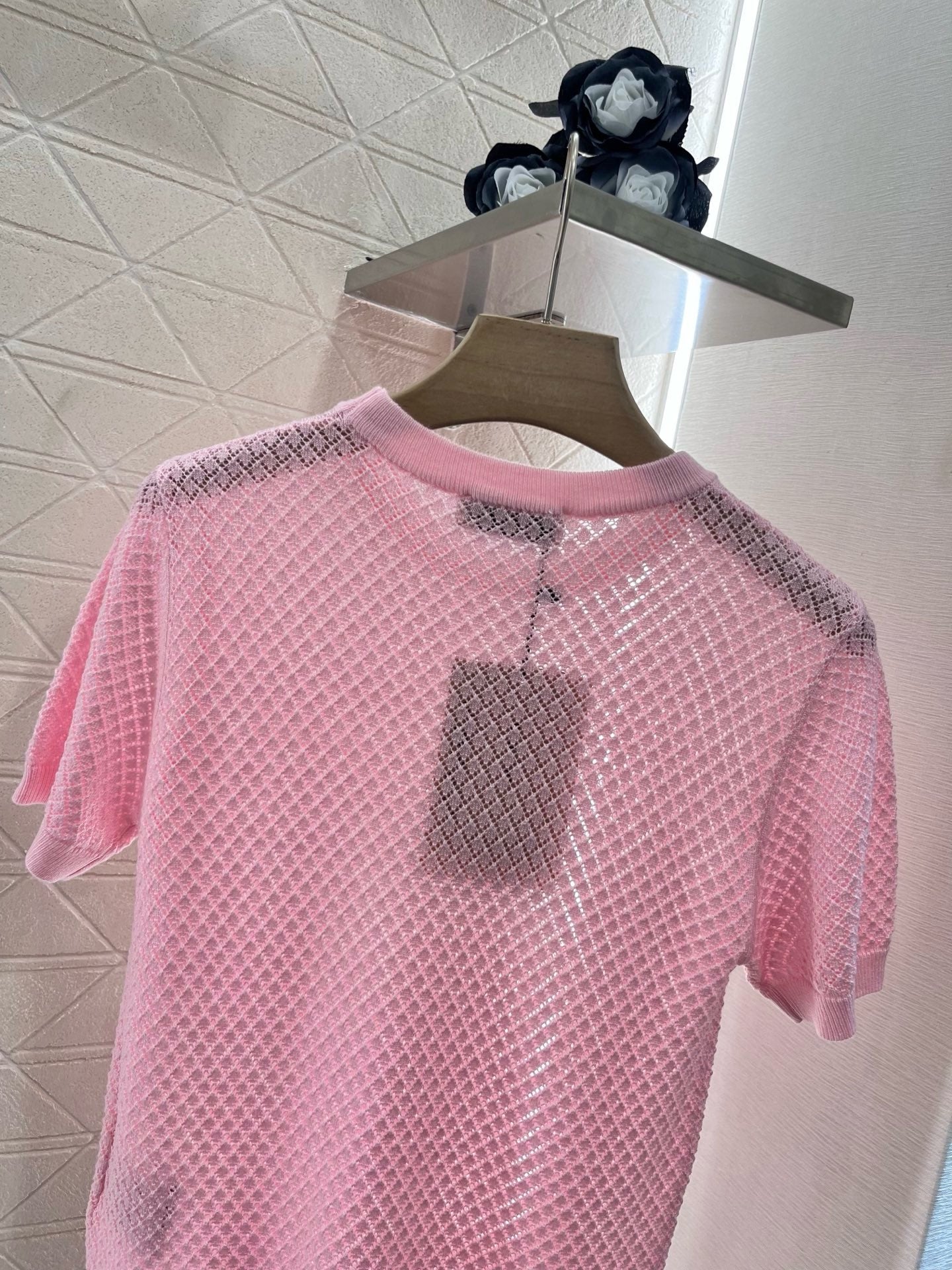 MI*MI*New Arrival Hollow Knit Short Sleeves