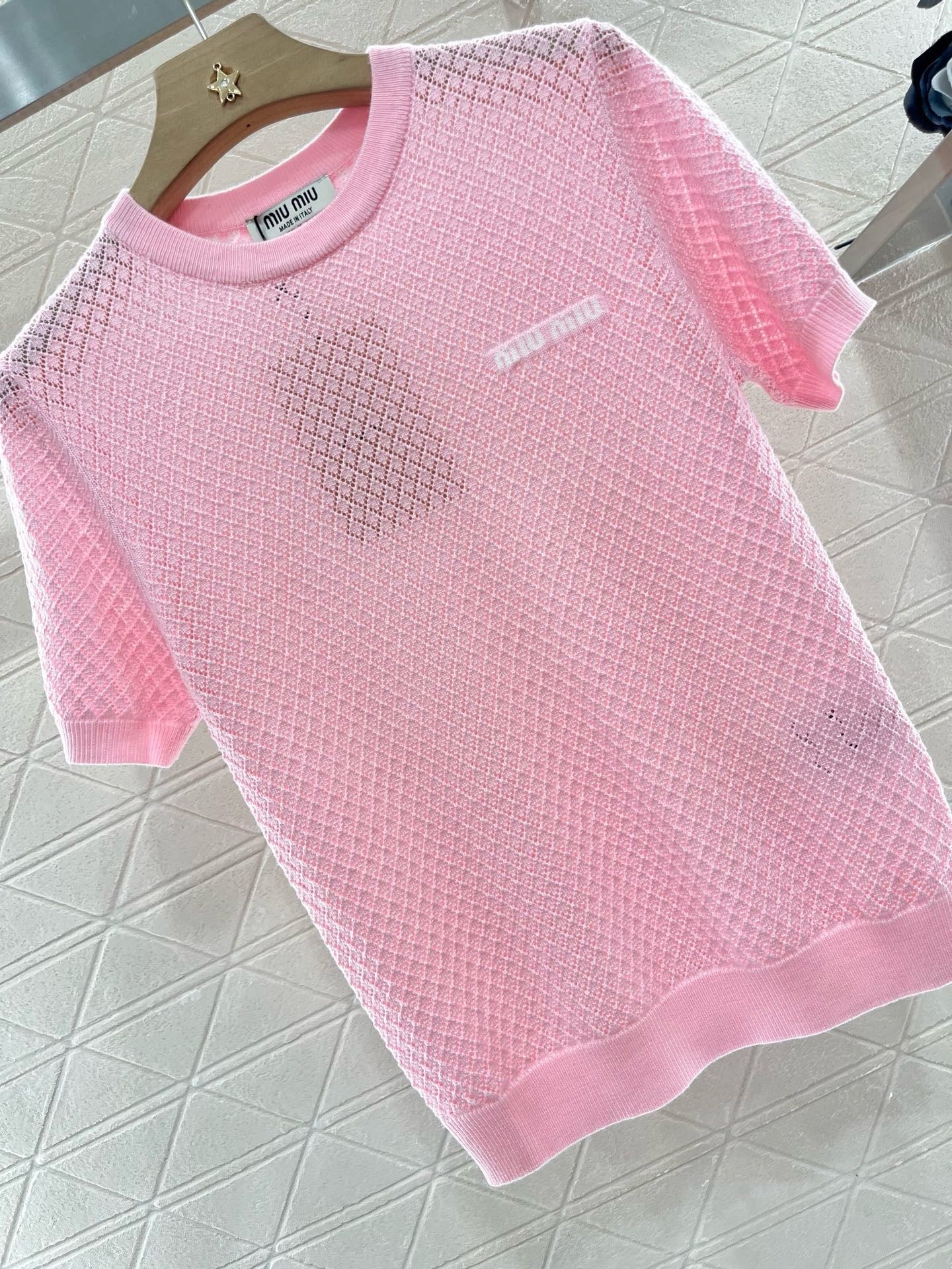 MI*MI*New Arrival Hollow Knit Short Sleeves