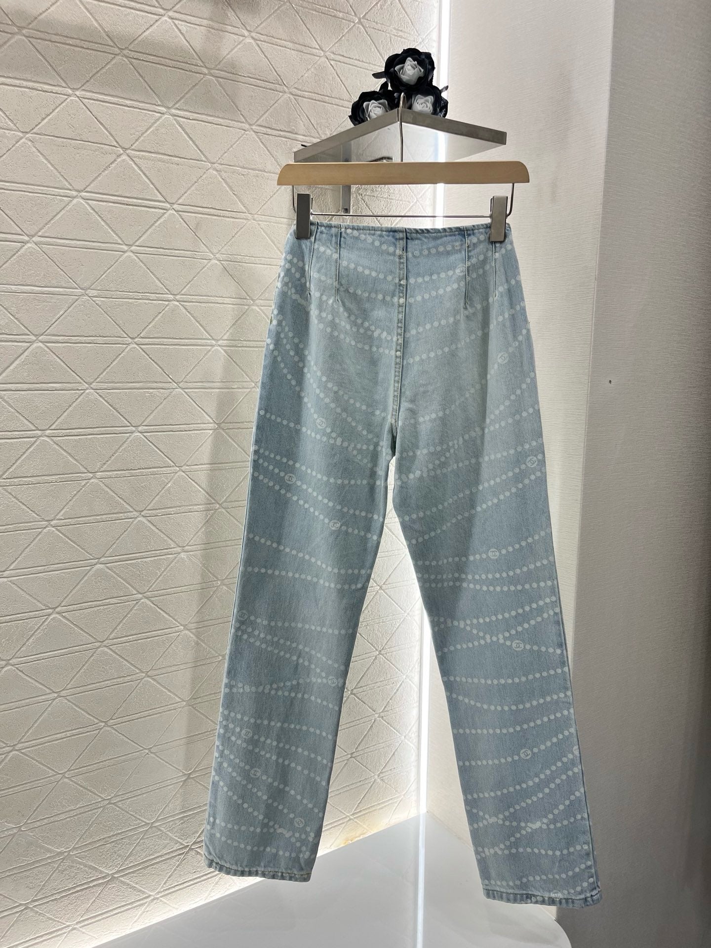 2025SS New Product Laser Pearl Chain Pocket Jeans