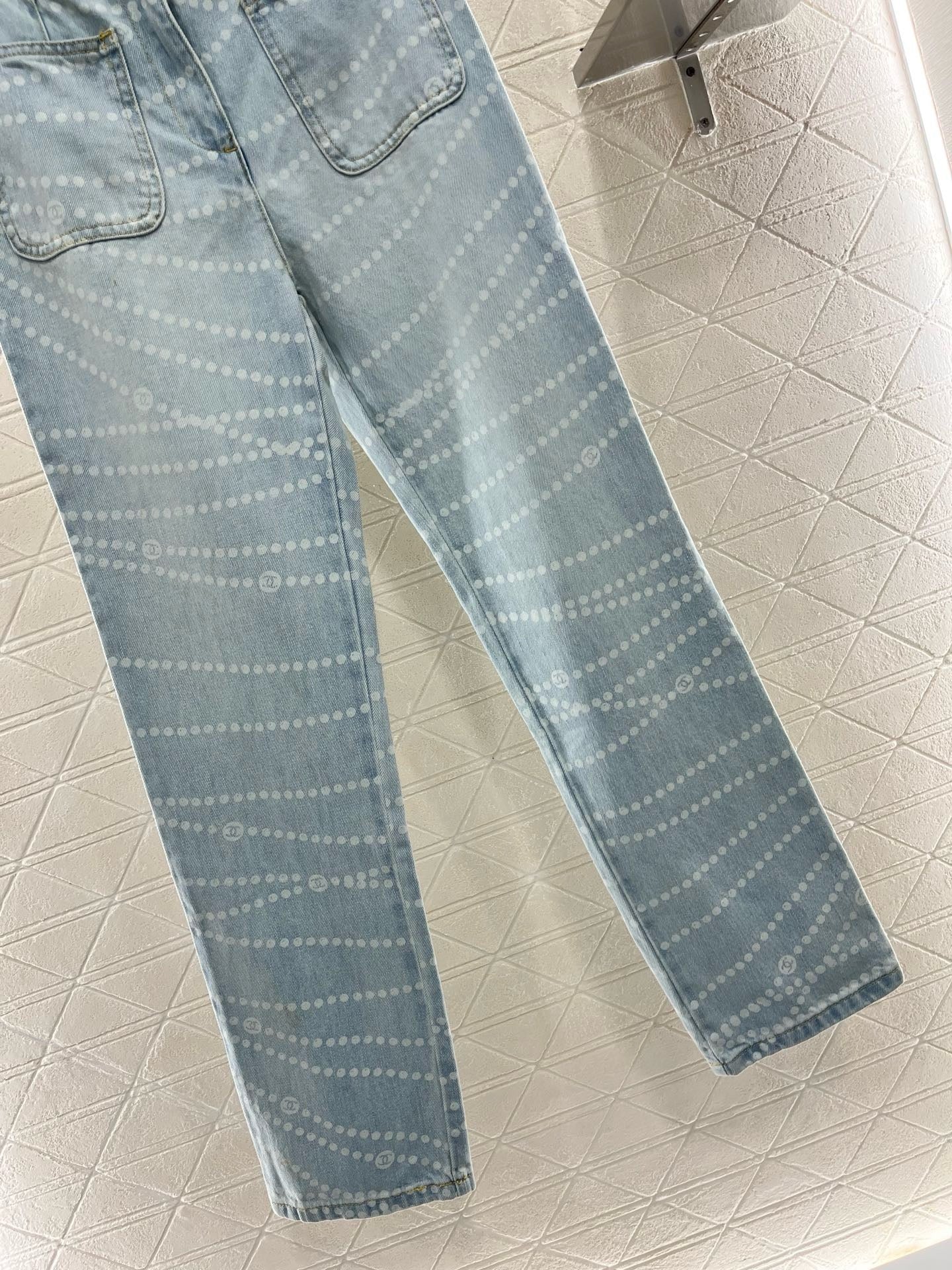 2025SS New Product Laser Pearl Chain Pocket Jeans