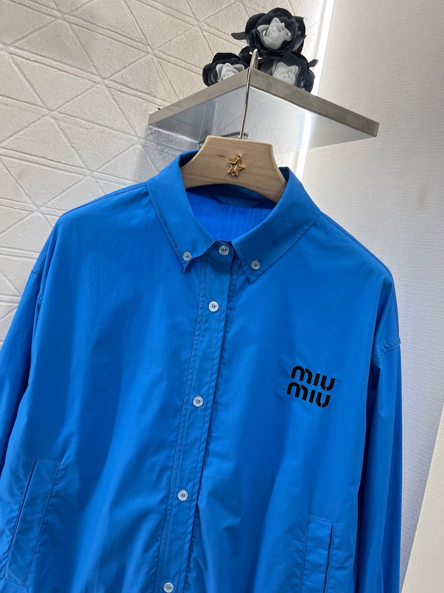 MI*MI*2025ss new product lapel loose shirt blue