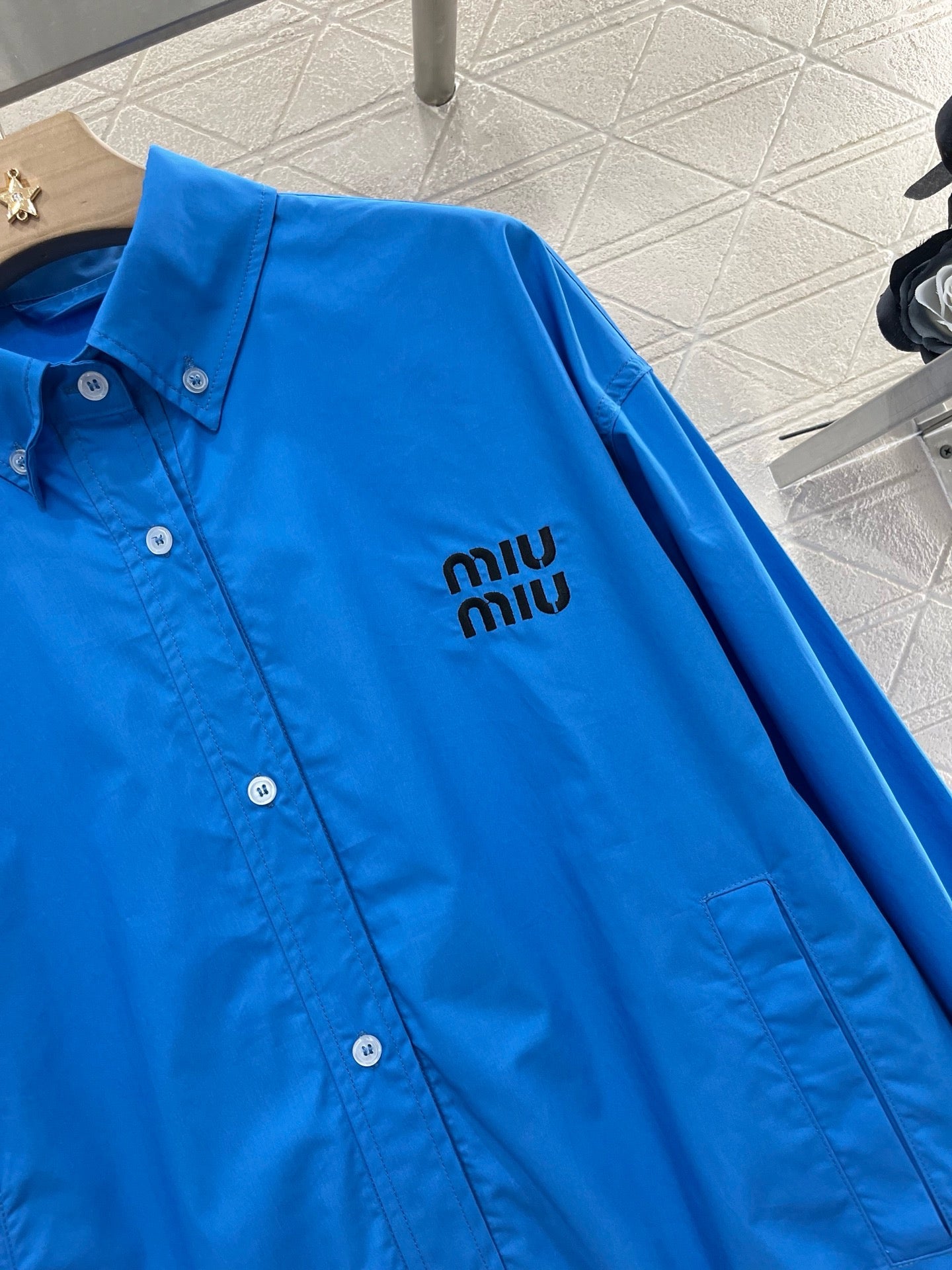 MI*MI*2025ss new product lapel loose shirt blue