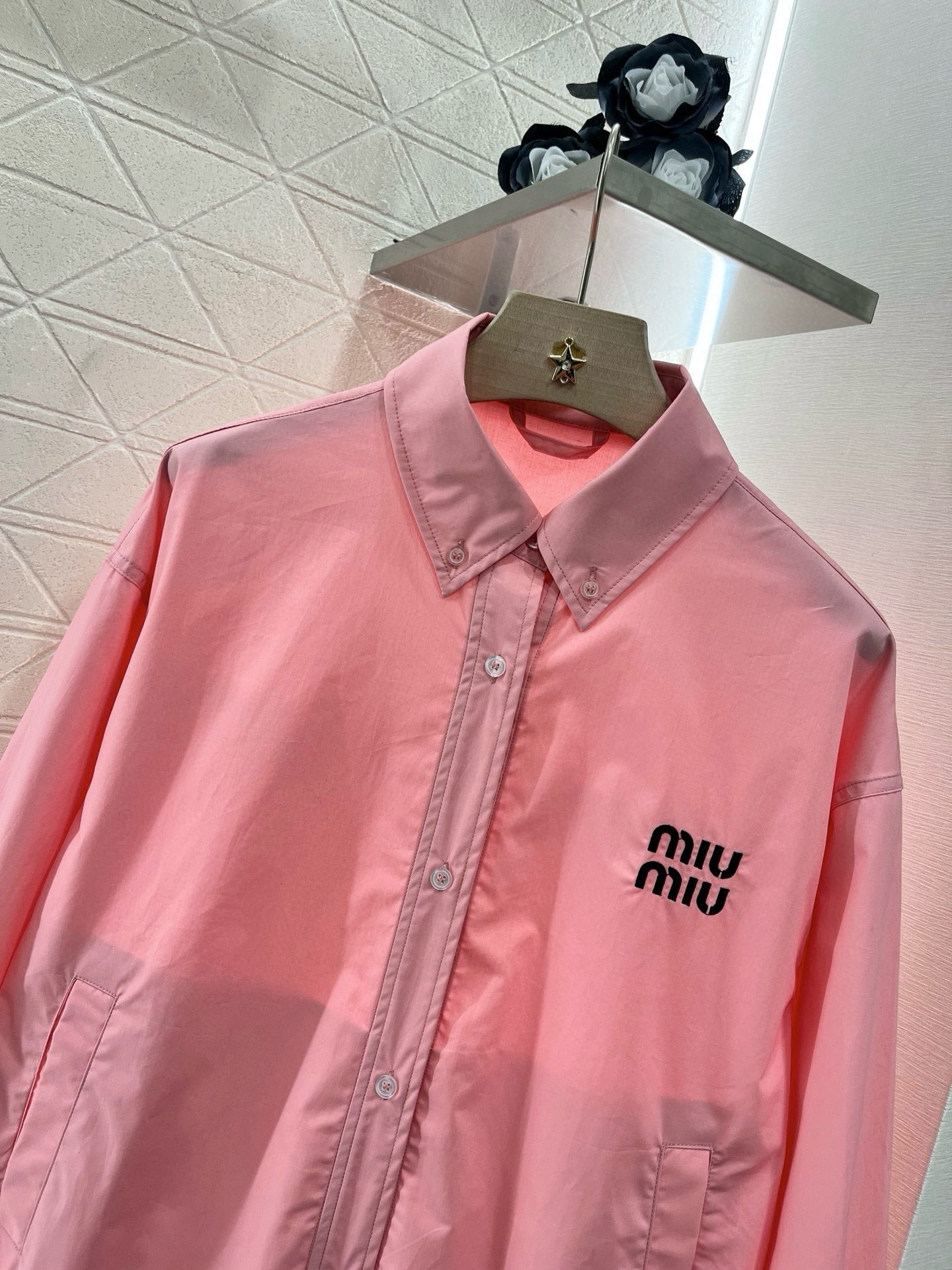 MI*MI*2025ss New Product Lapel Loose Shirt Pink