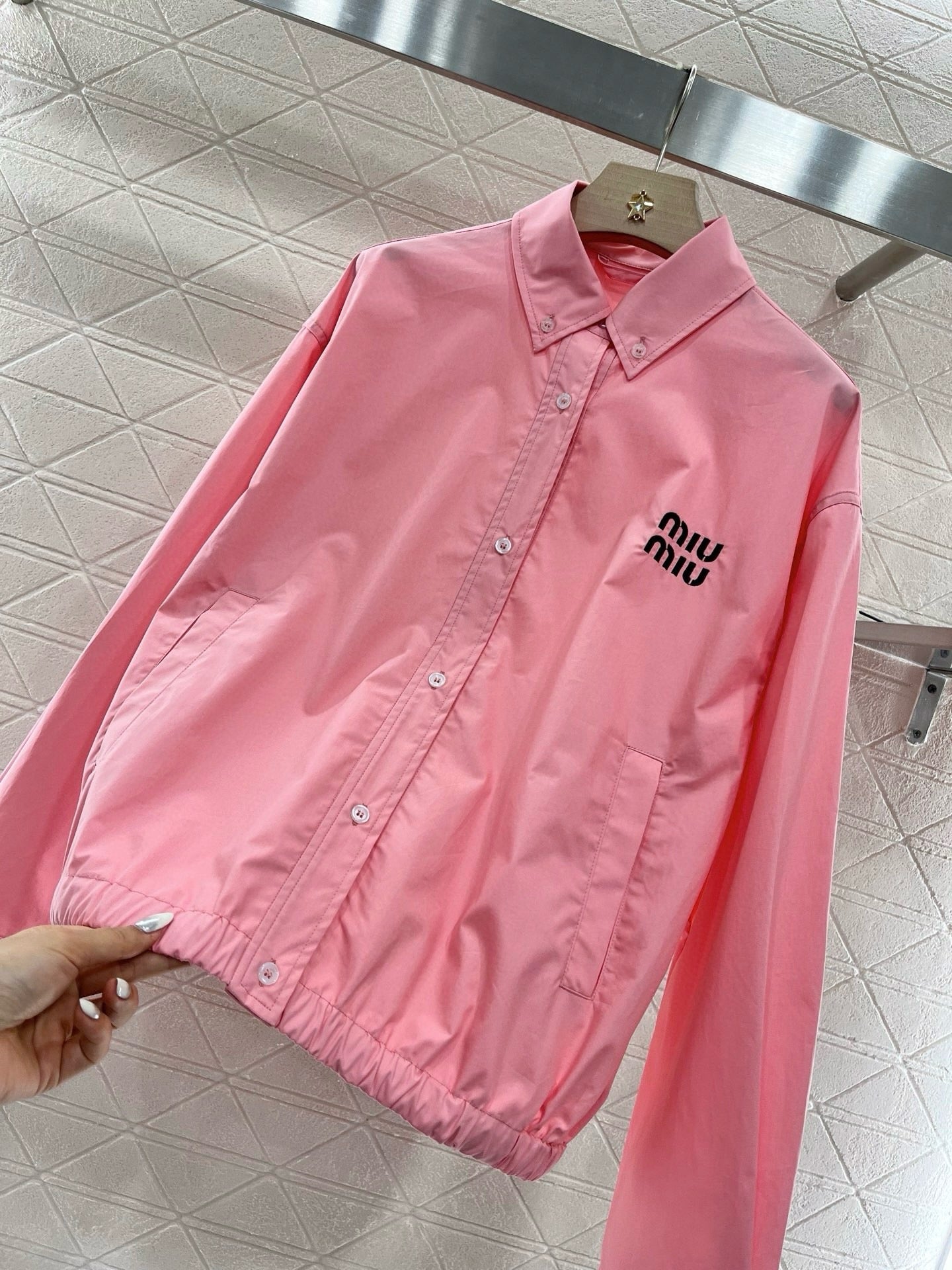 MI*MI*2025ss New Product Lapel Loose Shirt Pink