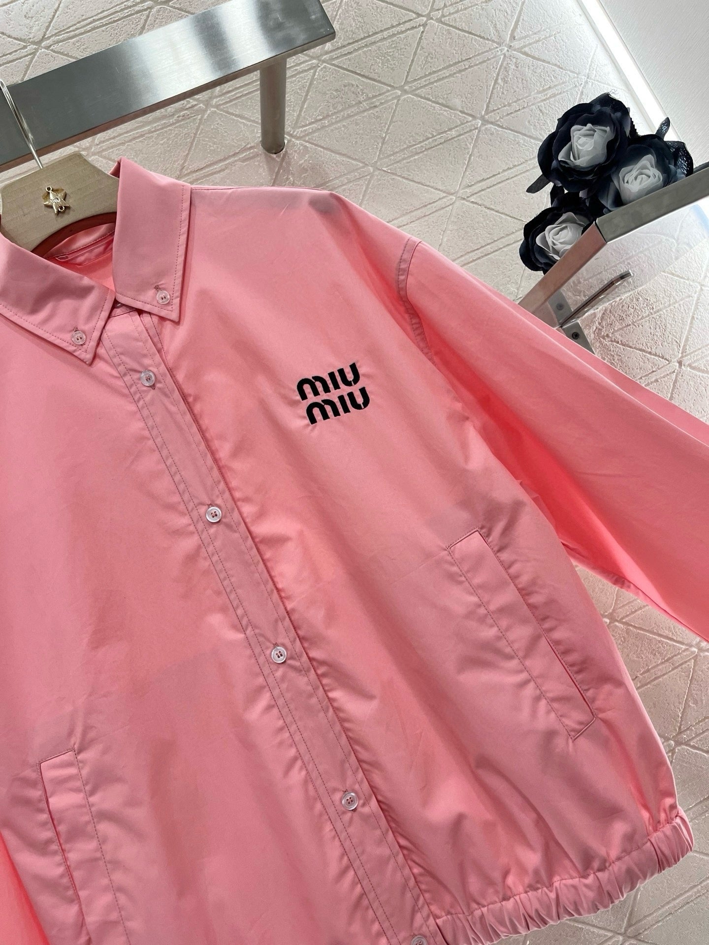 MI*MI*2025ss New Product Lapel Loose Shirt Pink