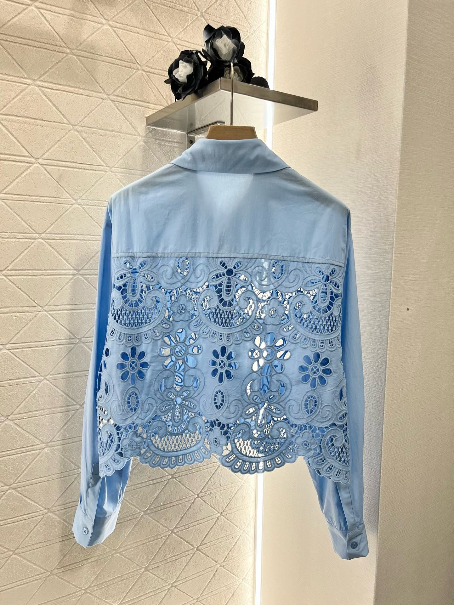 2025SS new hollow lace blue suit