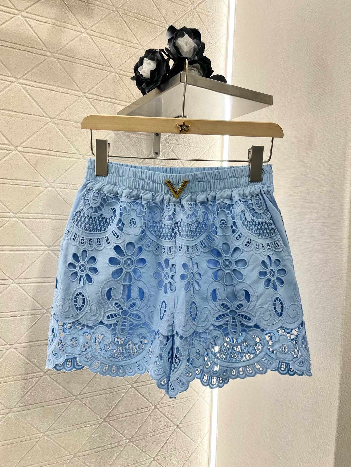 2025SS new hollow lace blue suit