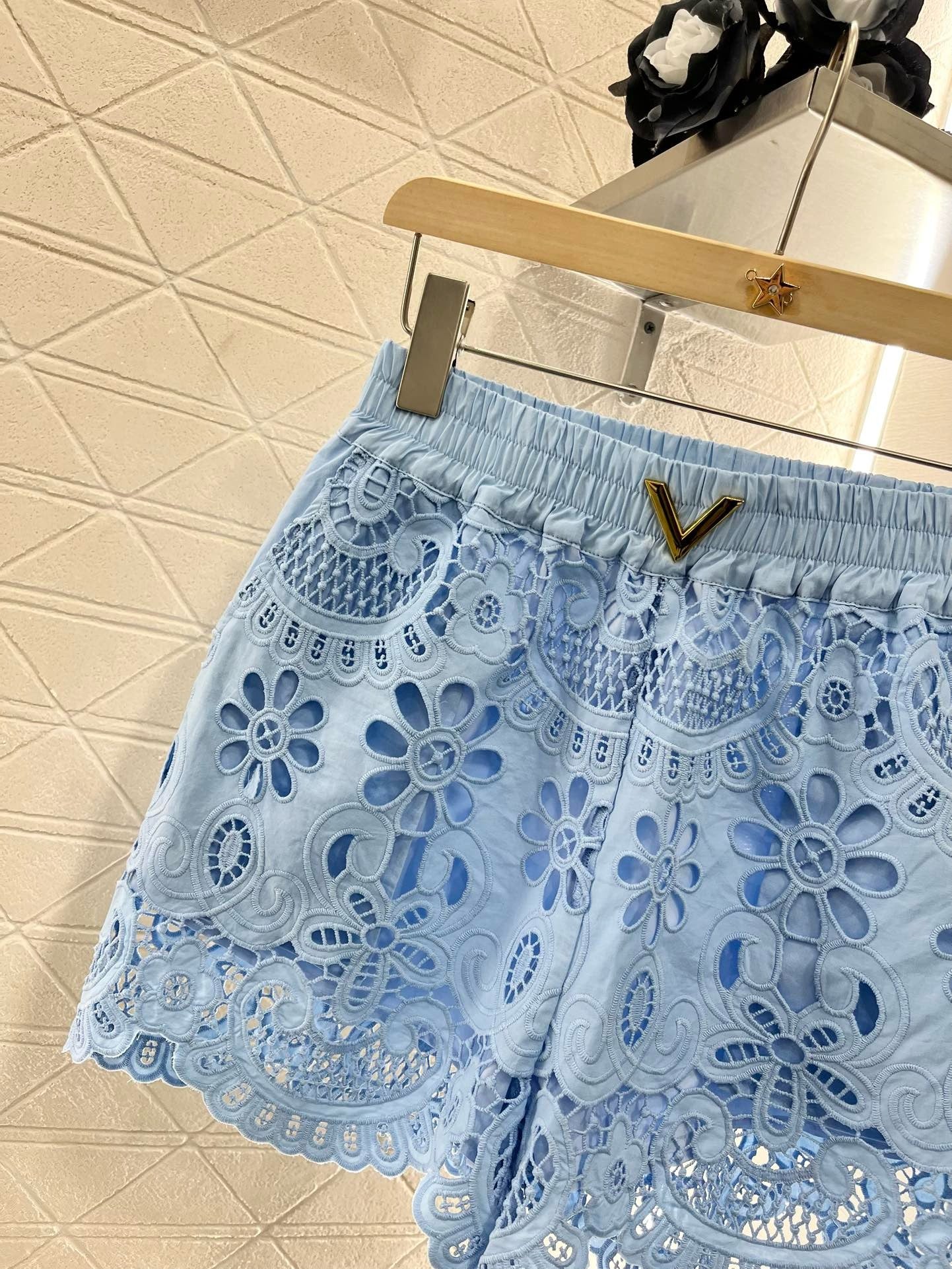 2025SS new hollow lace blue suit