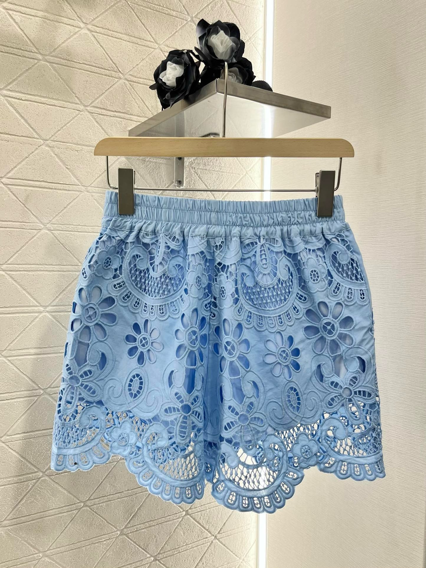 2025SS new hollow lace blue suit
