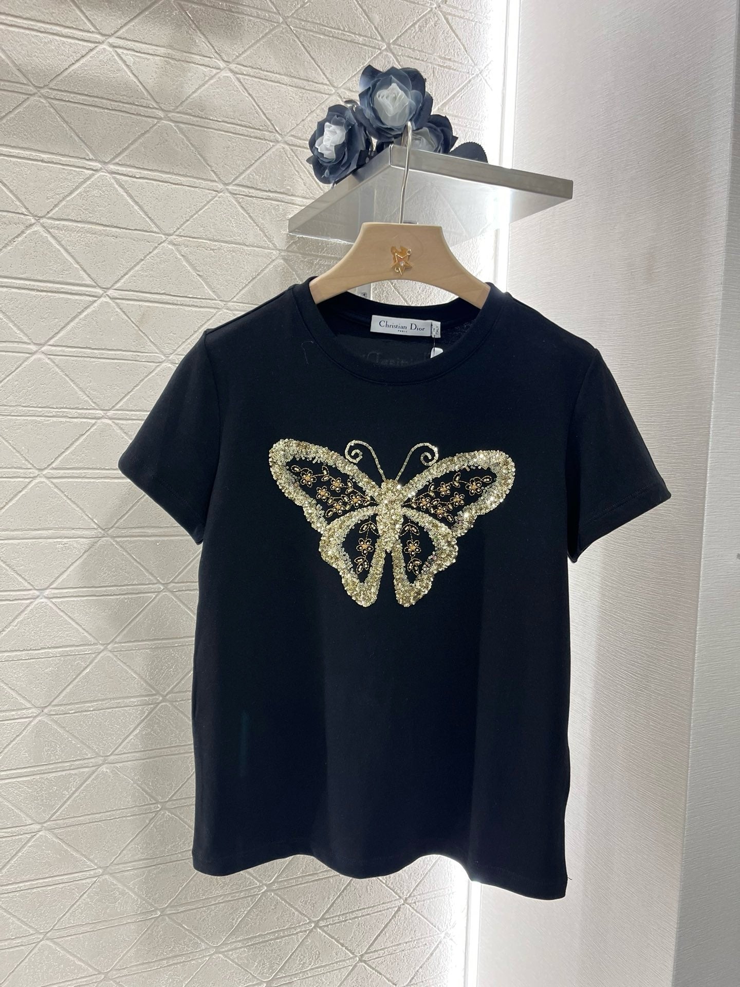 D* New Arrival Embroidered Beaded Short Sleeves