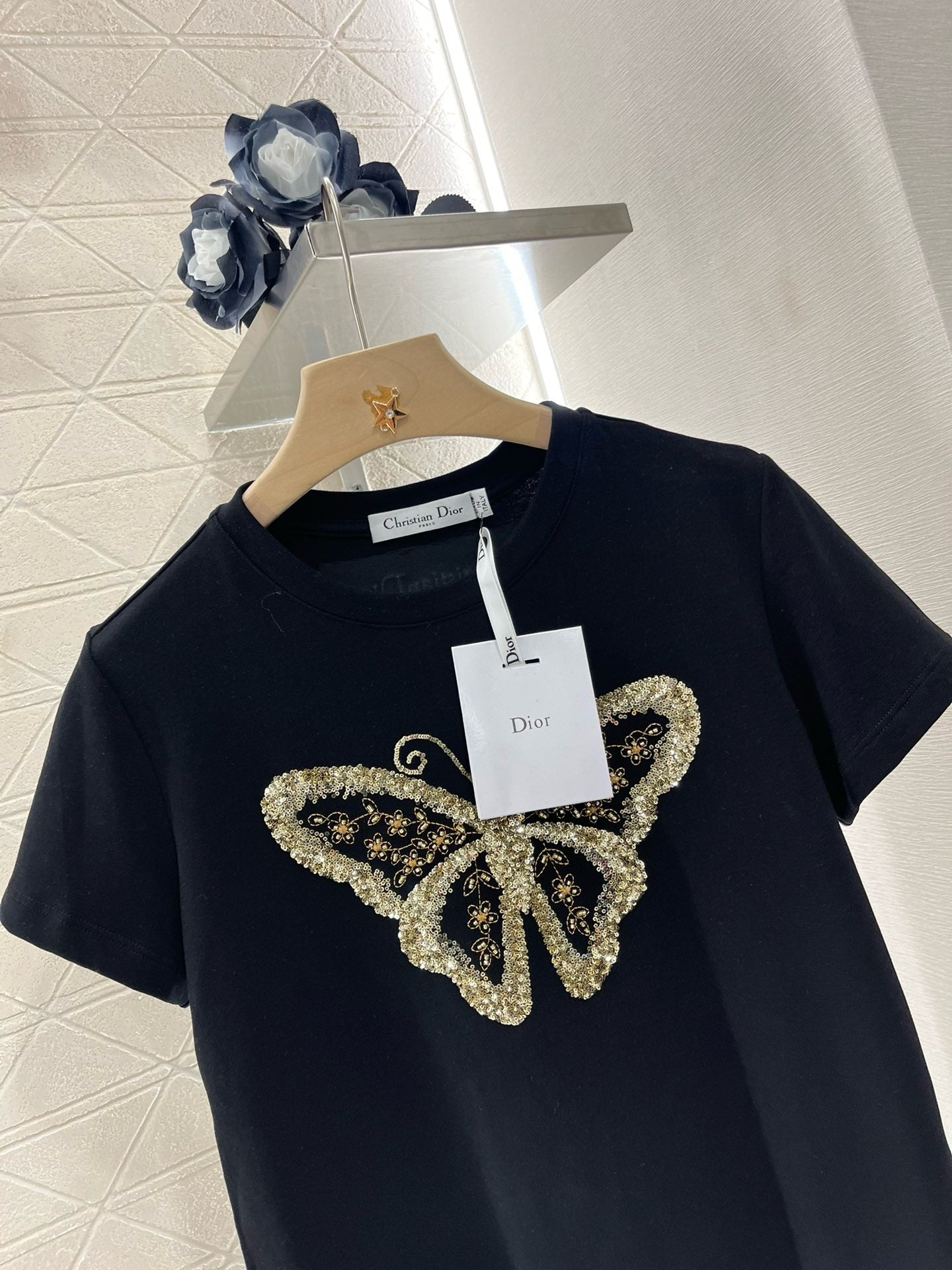D* New Arrival Embroidered Beaded Short Sleeves