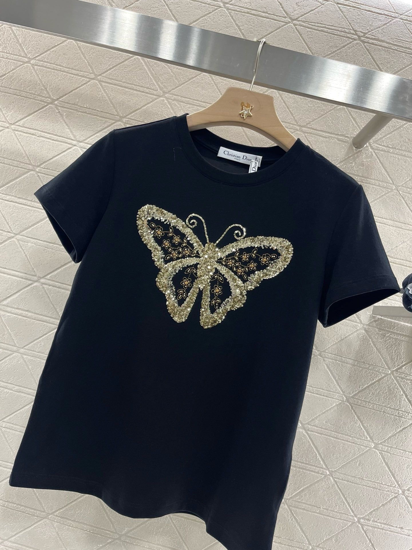 D* New Arrival Embroidered Beaded Short Sleeves