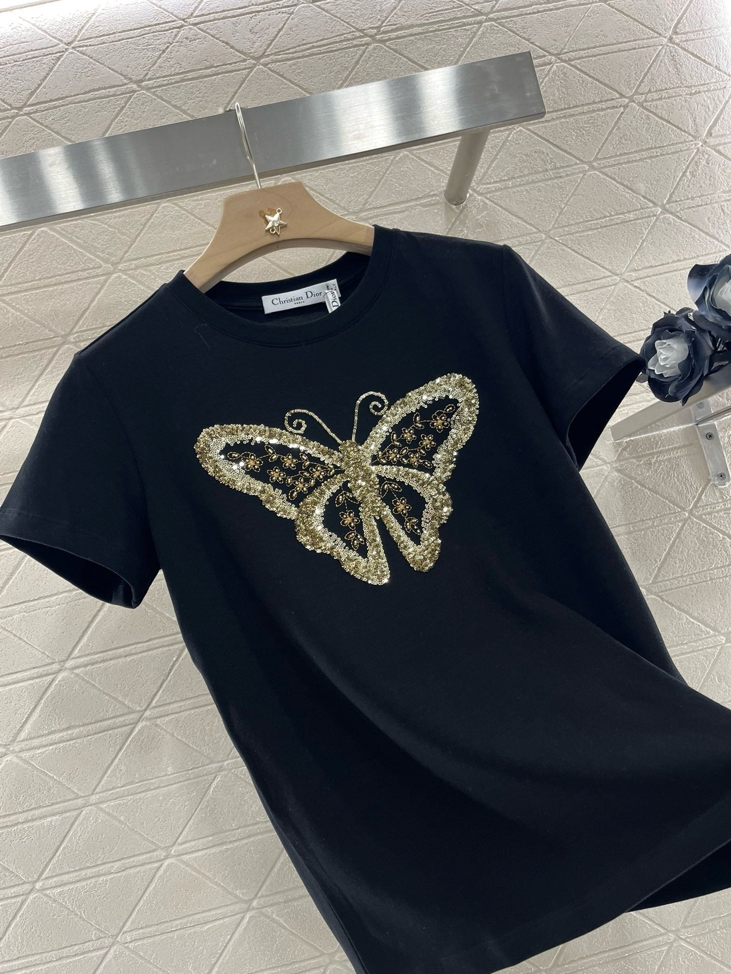 D* New Arrival Embroidered Beaded Short Sleeves