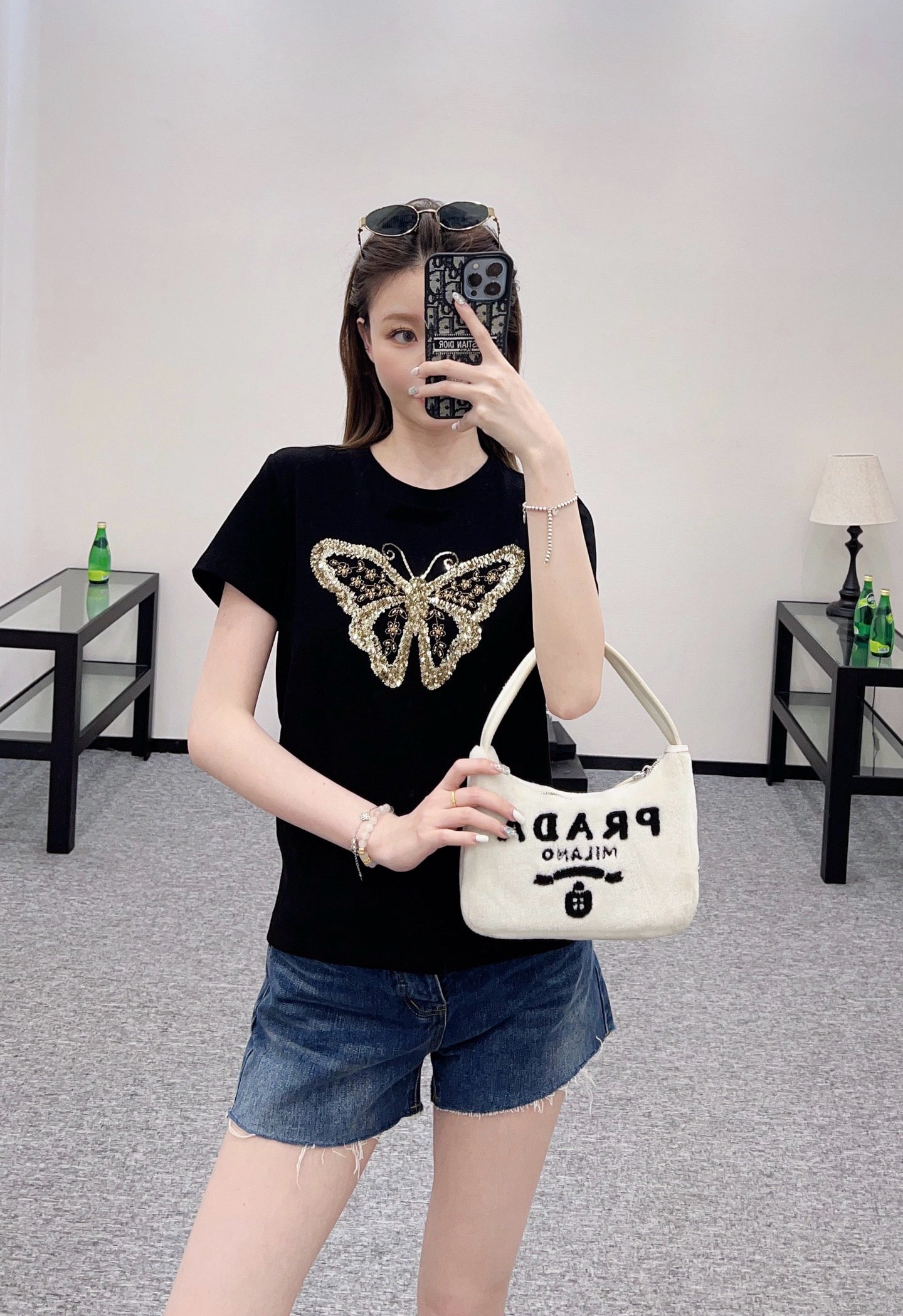 D* New Arrival Embroidered Beaded Short Sleeves