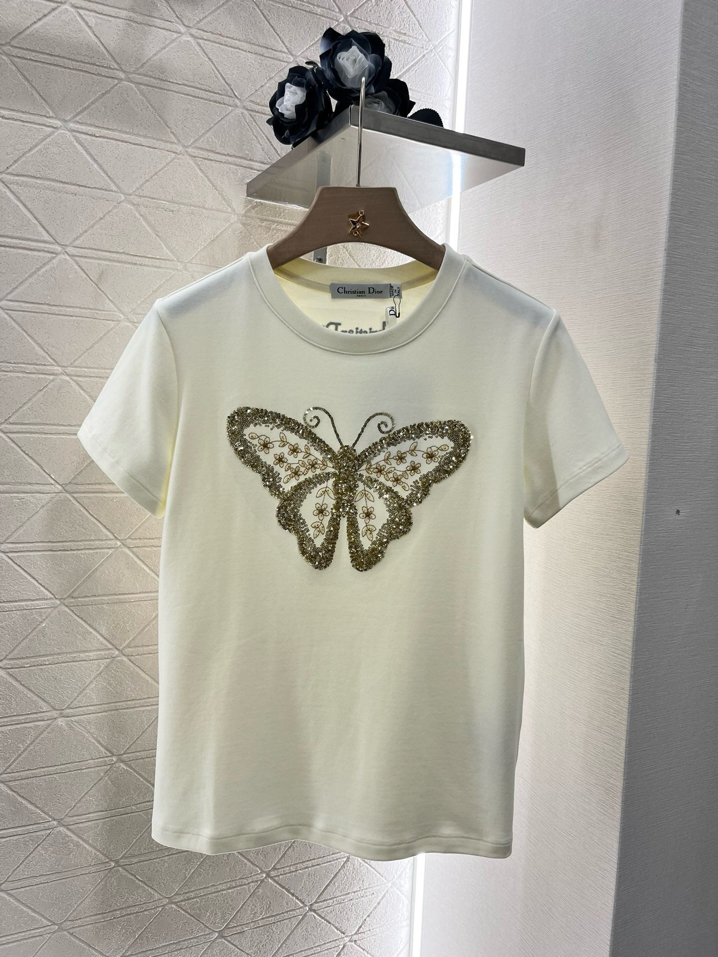 D* New Arrival Embroidered Beaded Short Sleeves