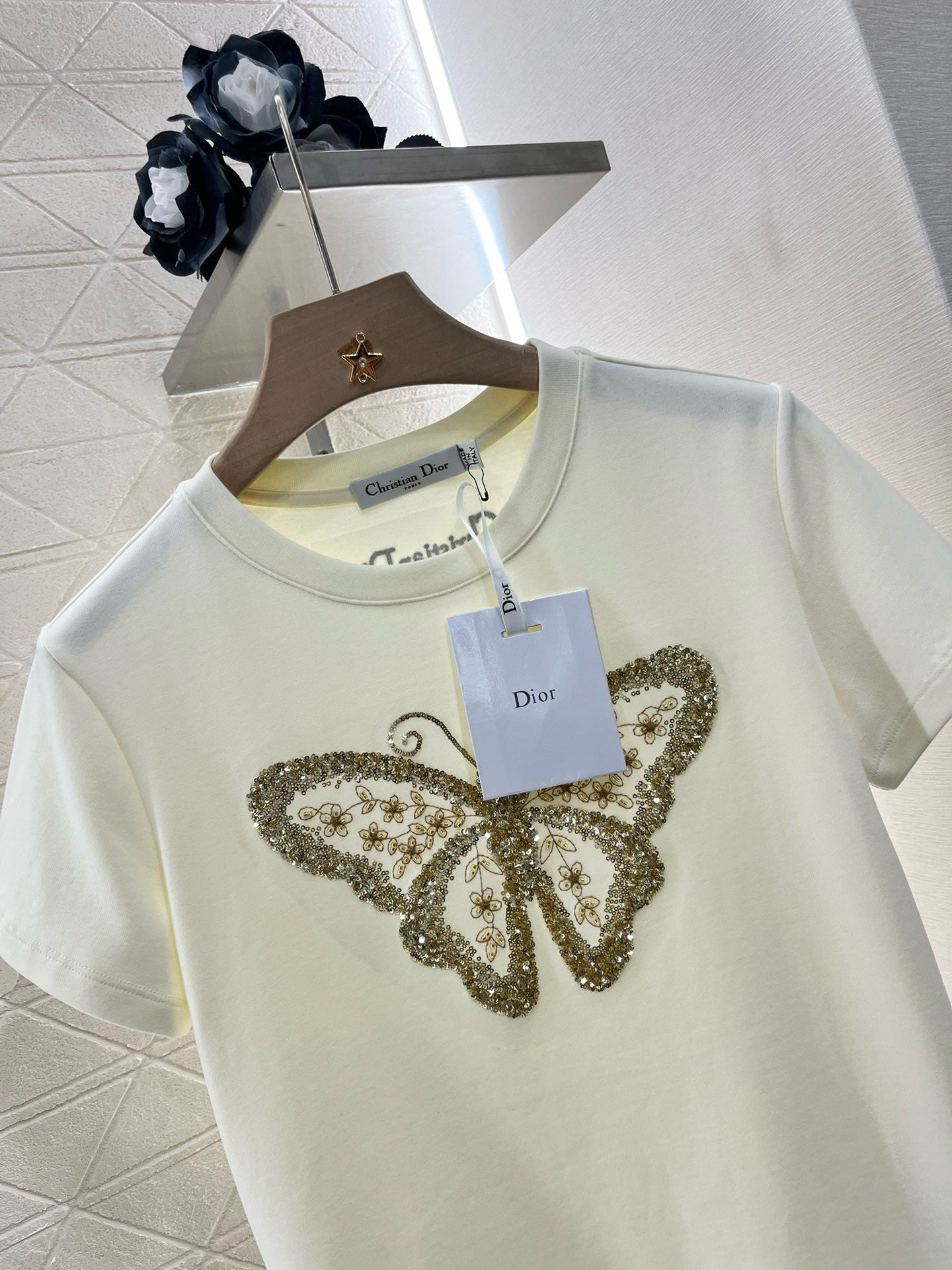 D* New Arrival Embroidered Beaded Short Sleeves